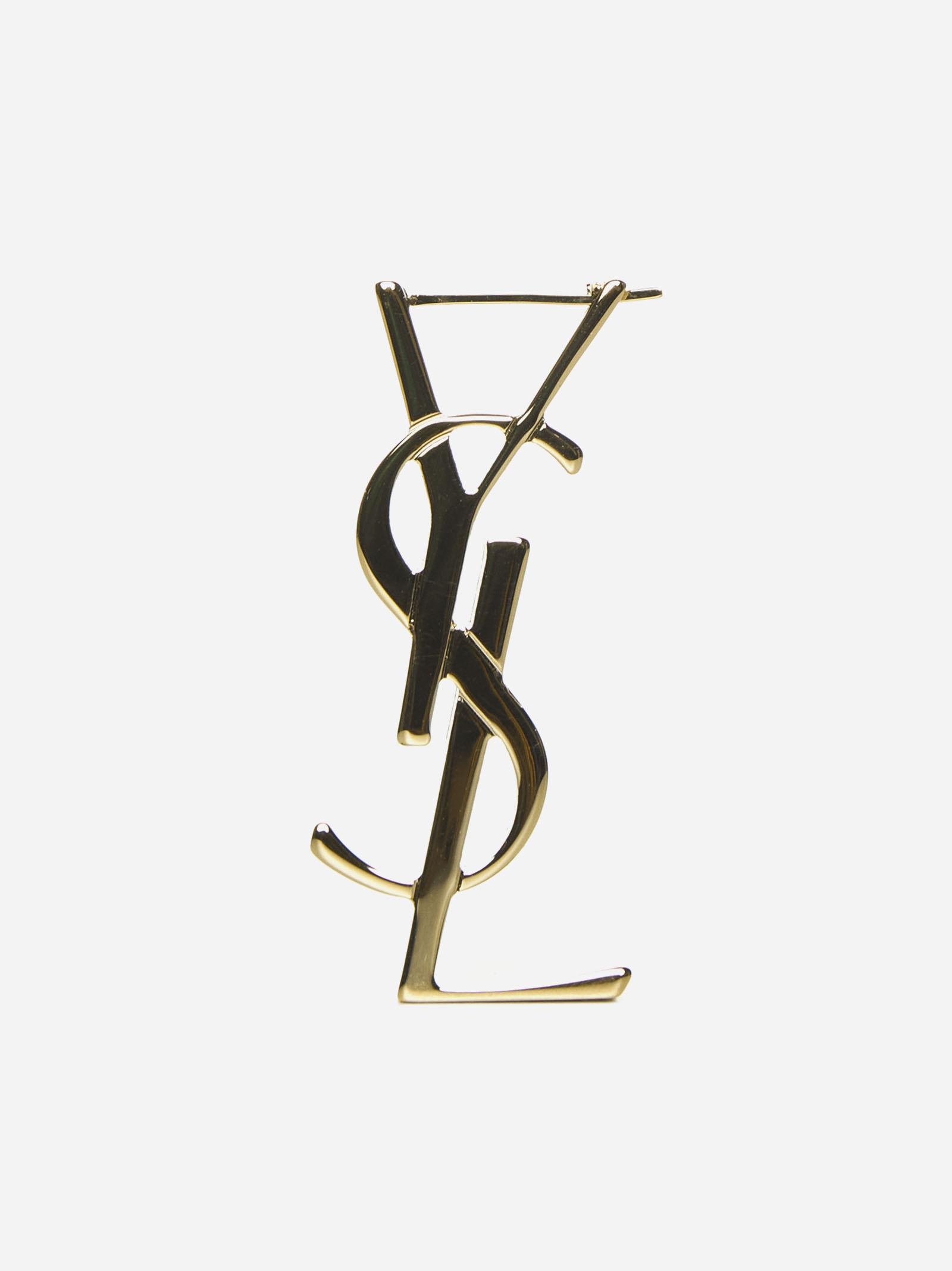 Shop Saint Laurent Ysl Cassandre Single Earring In Oro