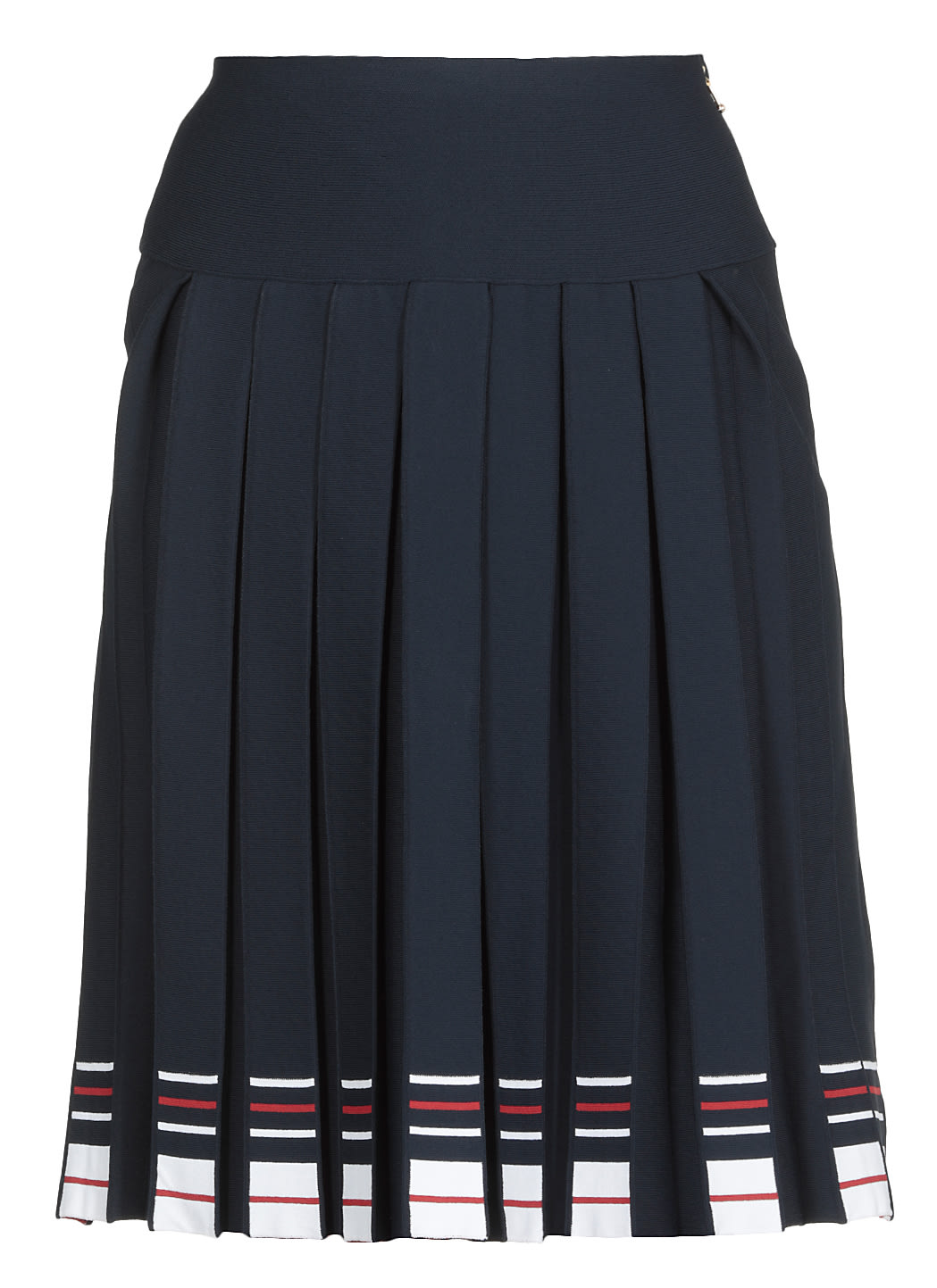 Thom Browne Pleated Striped Stretch-knit Skirt In Navy