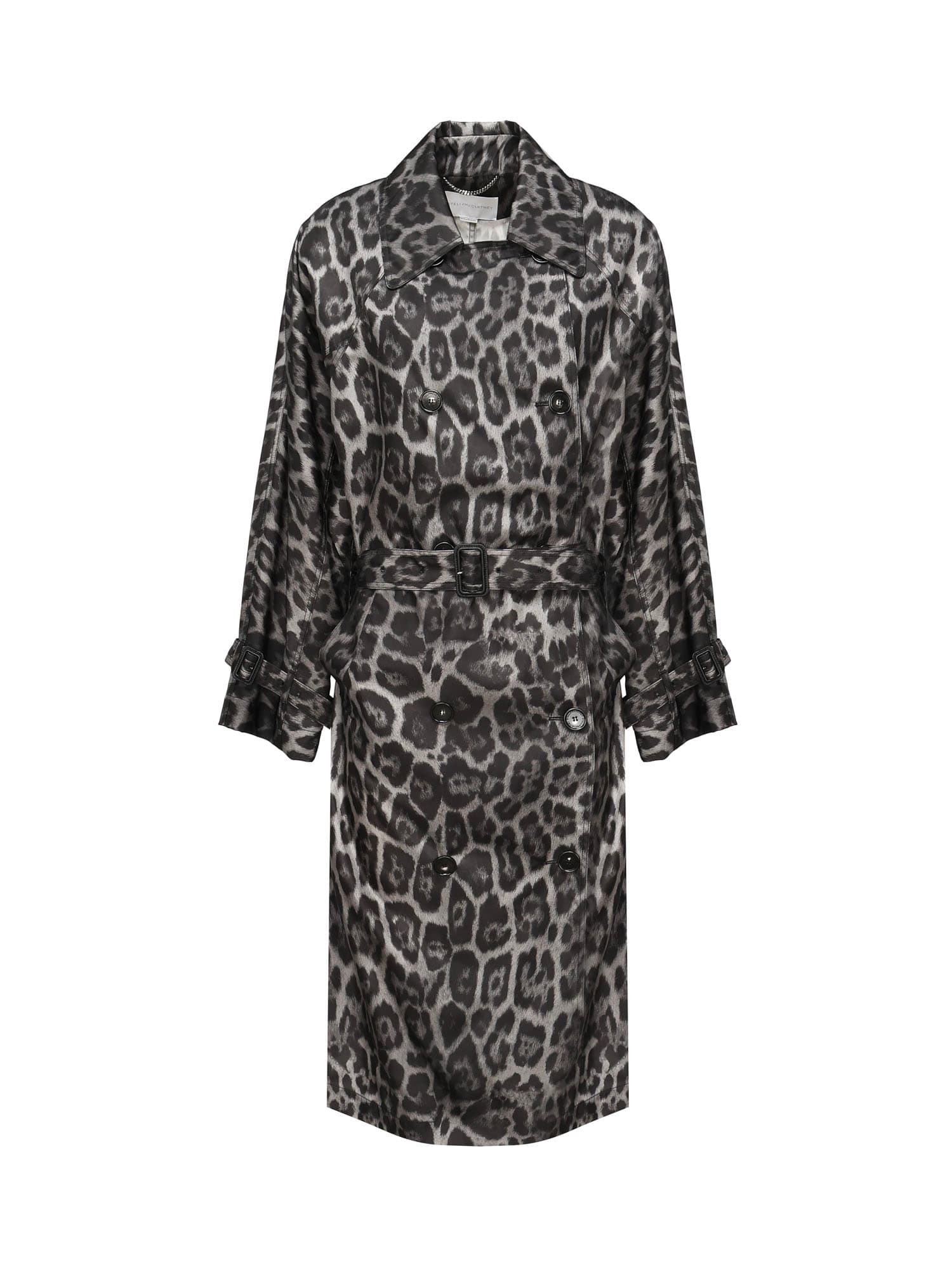 Beltd Trench Coat With Leopard Print
