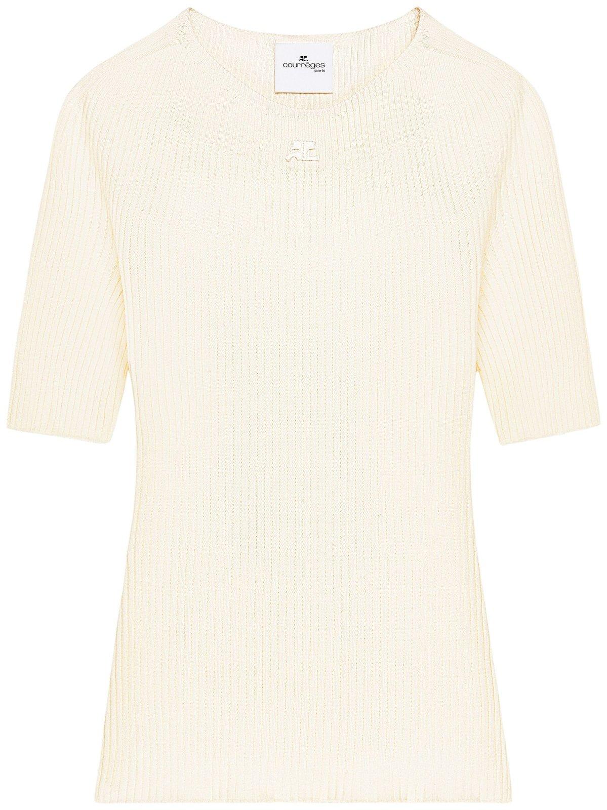 Shop Courrèges Solar Crewneck Short-sleeved Jumper In Natural