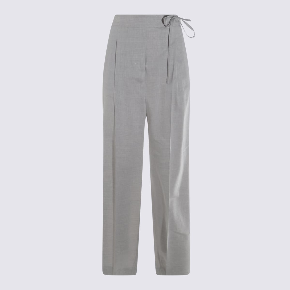 Shop Eleventy Grey Linen And Wool Pants