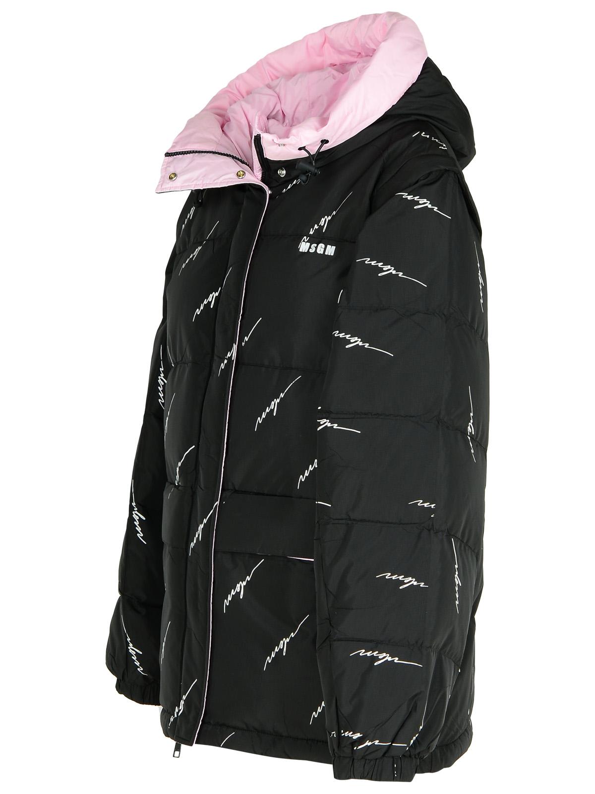 Shop Msgm Black Polyester Down Jacket