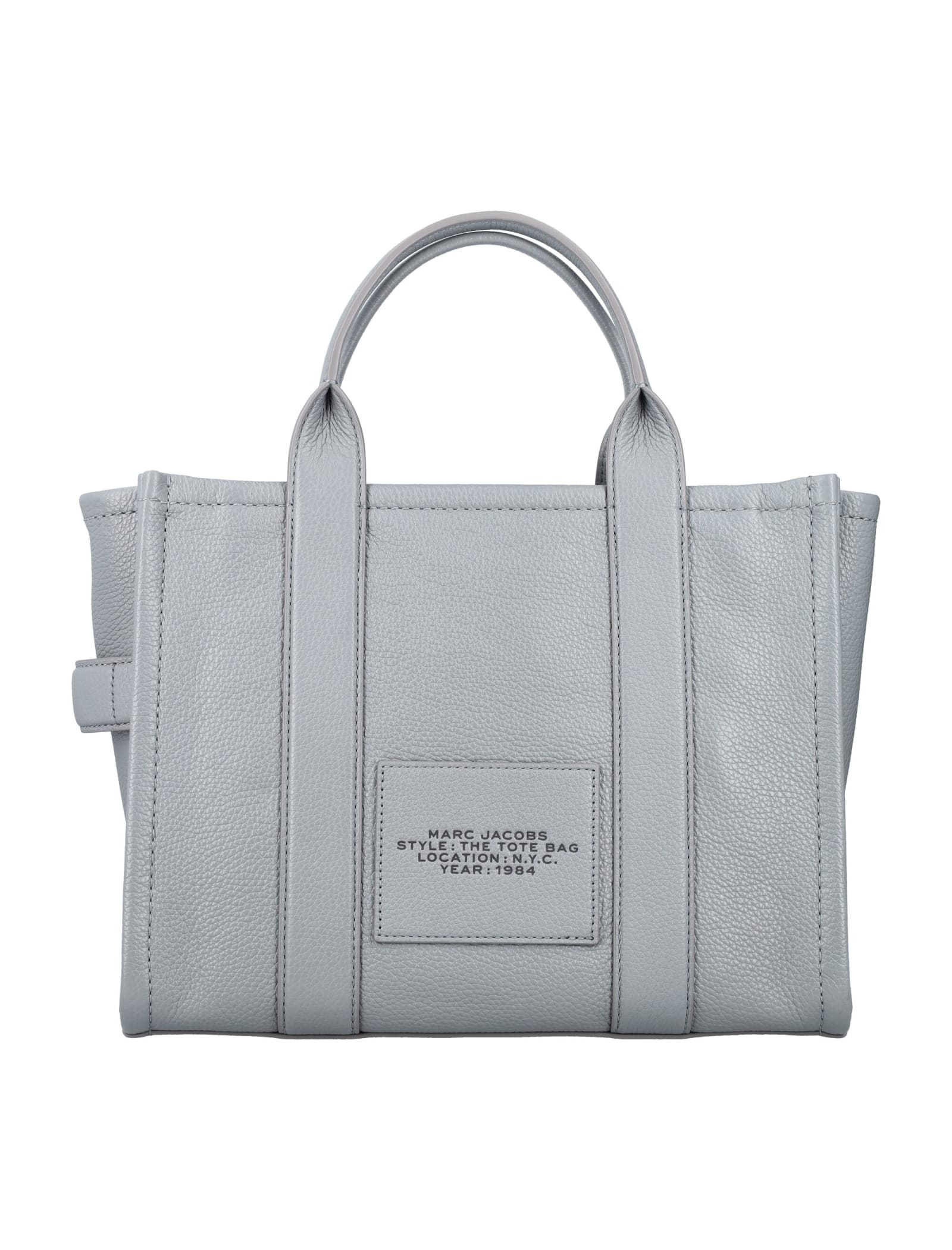 Marc Jacobs The Leather Medium Tote Bag In Gray