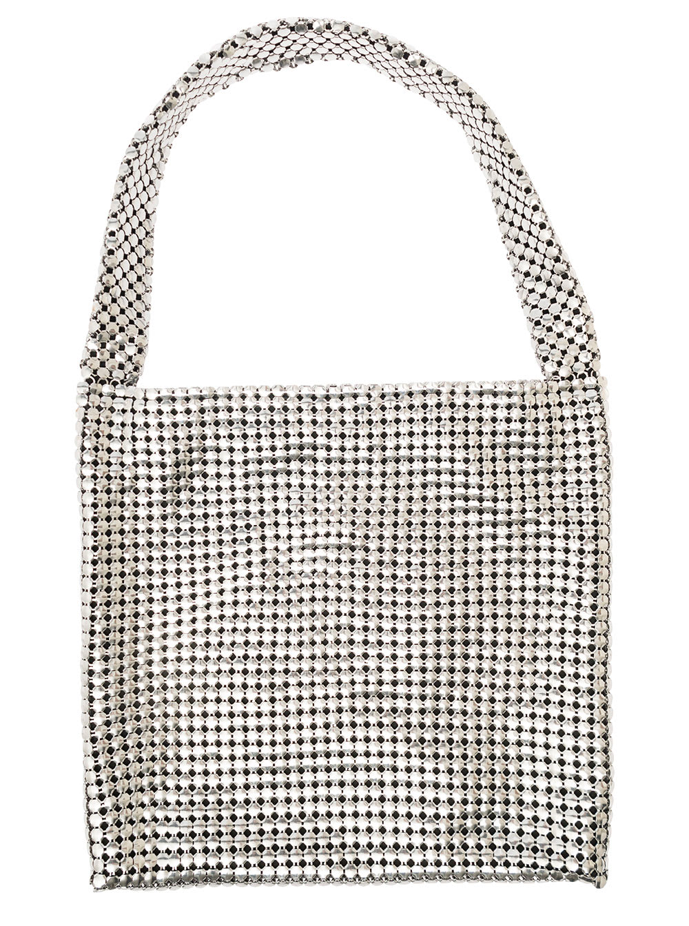 Rabanne Pixel Silver-tone Tote Bag In Metallic Mesh Woman