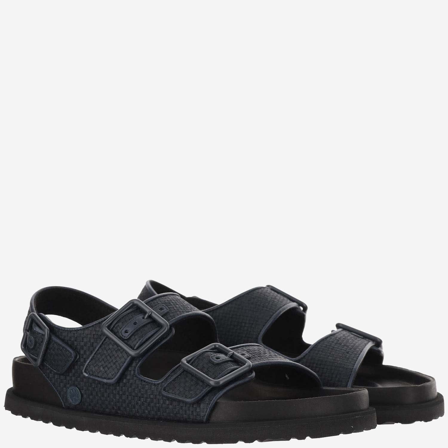 Shop Birkenstock Sandals 1774 Milano Raffia In Blue