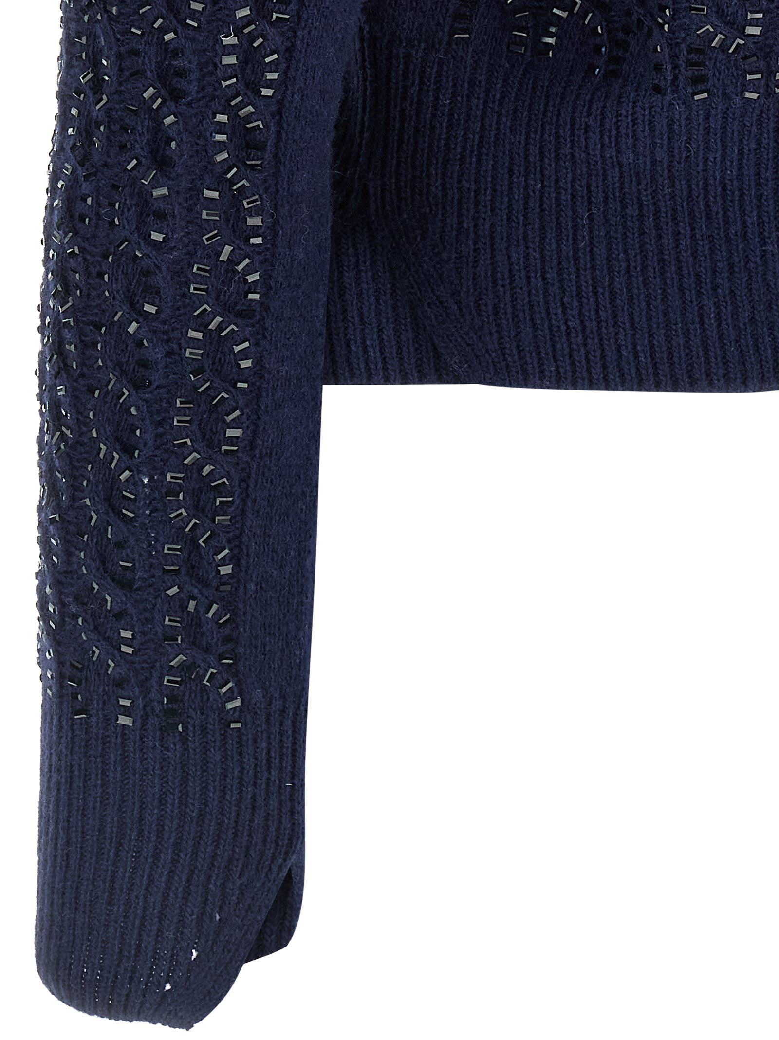 Ermanno Scervino Baguette Studded Sweater Sweaters And Cardigans Blue In Blue