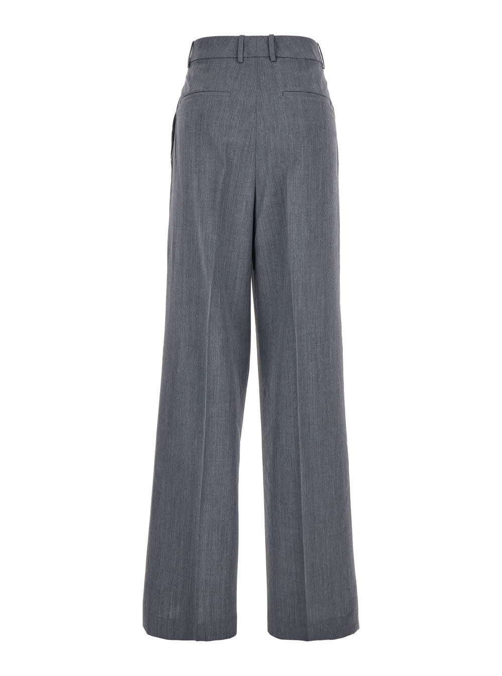 ROHE GREY PANTS WITH PENCES AND WIDE LEG IN WOOL BLEND WOMAN