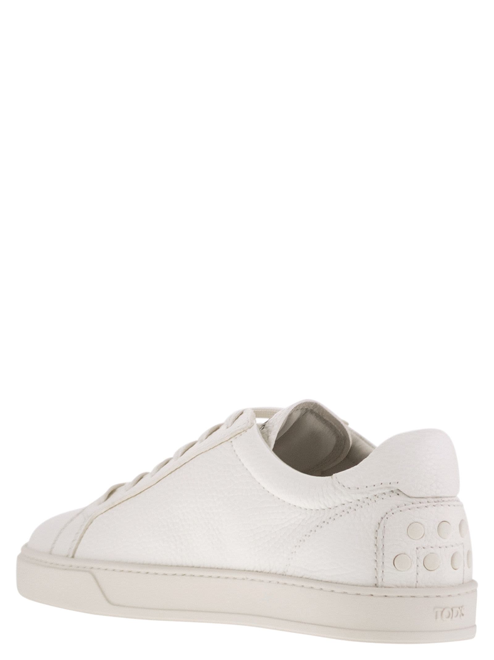 Tod's Hammered Leather Trainers In White