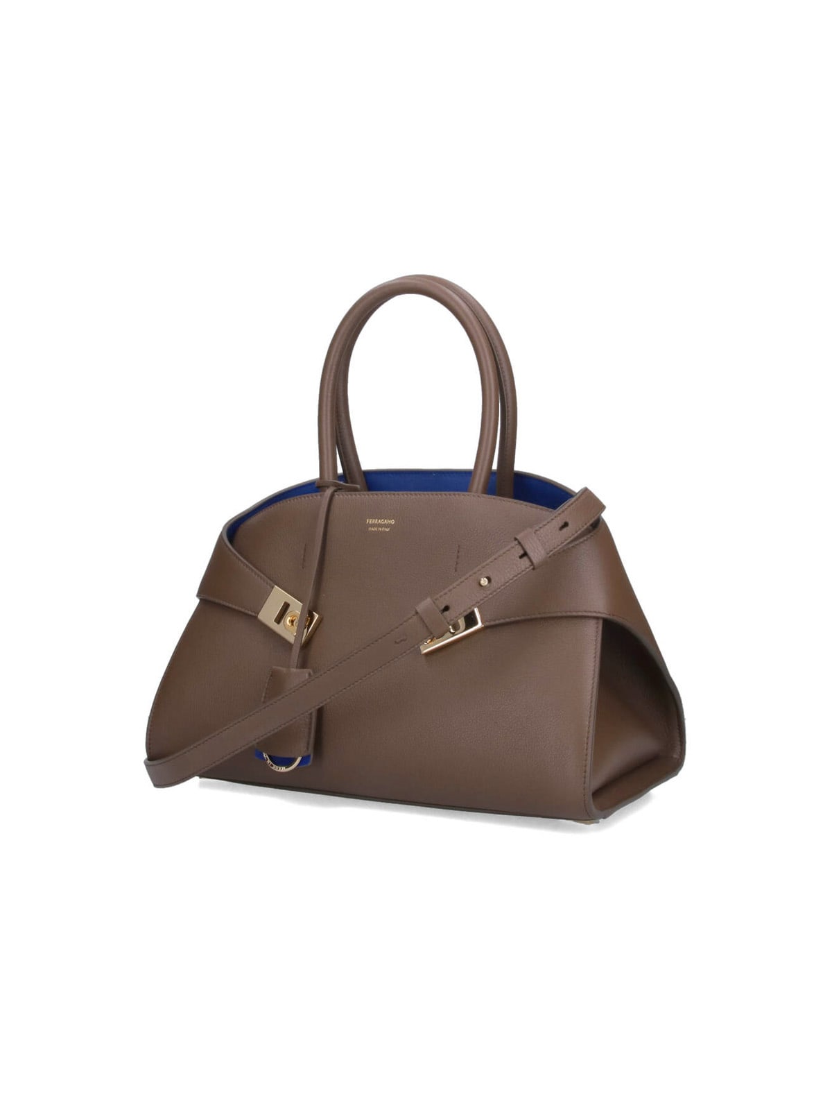 Ferragamo Women Brown Calf-length Toggle Fastening Gancini Buckle Two Rolled Top Handles Logo S In Pink