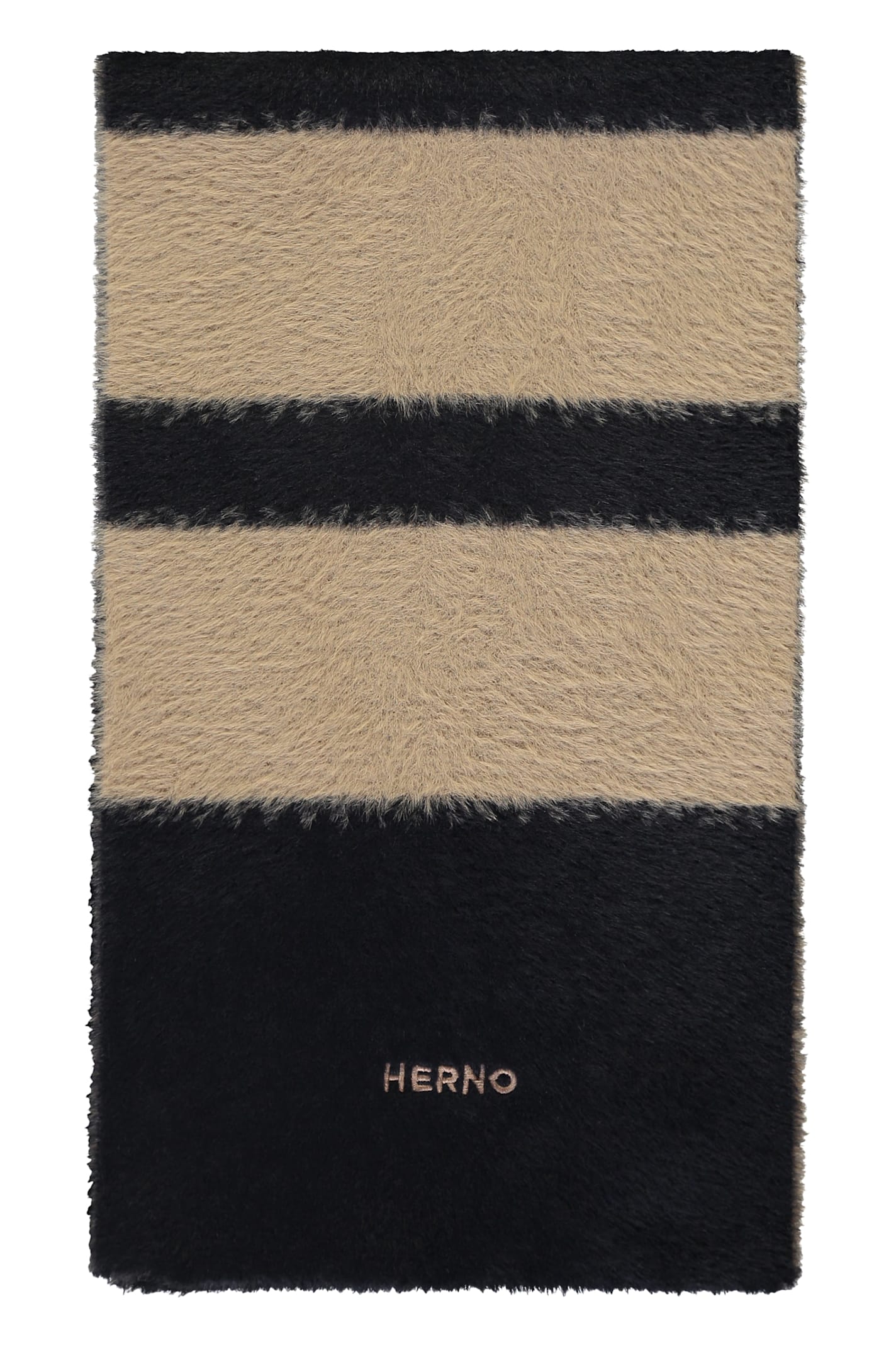 Herno Jacquard Motif Knitted Scarf In Black