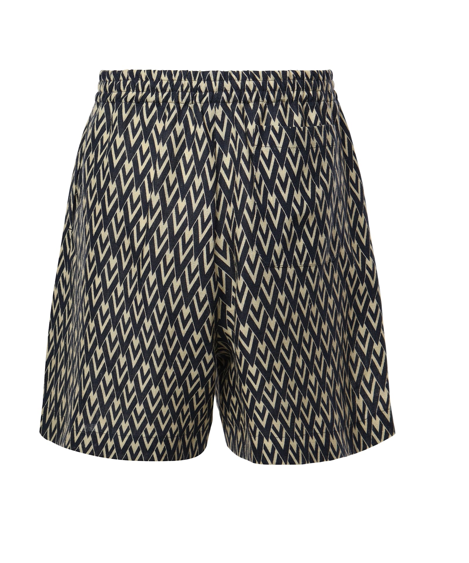Valentino Bermuda Shorts In Cotton Poplin With All Over Toute La V Print In Toutelavnavycrema