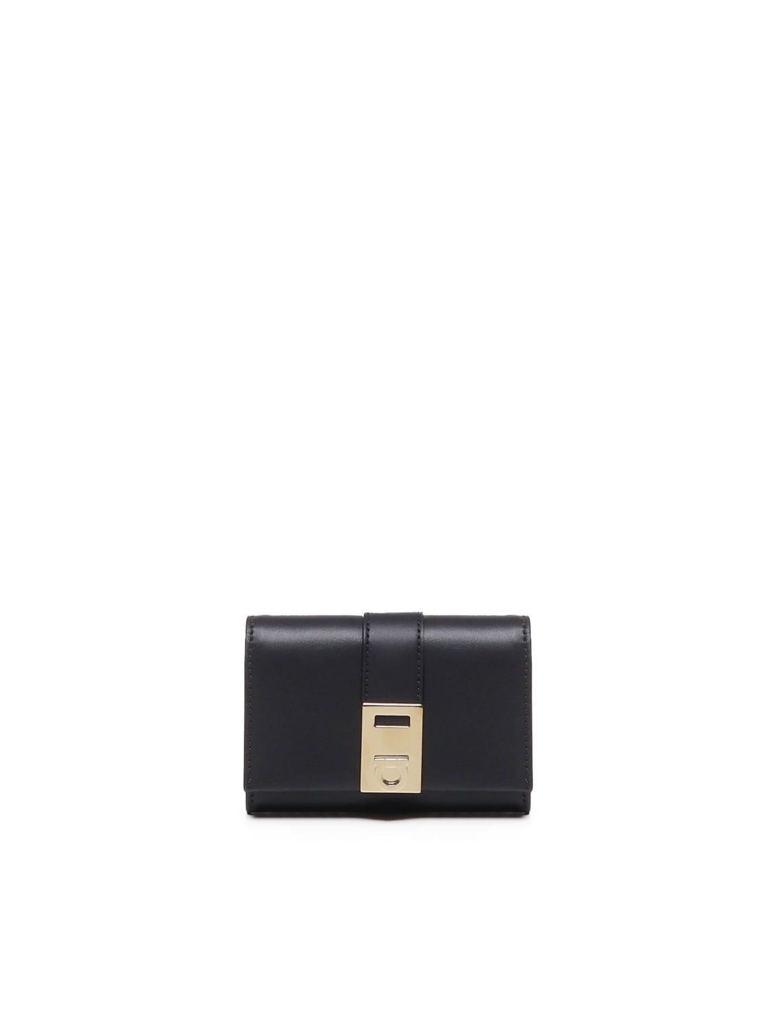 Shop Ferragamo Two-tone Hug Wallet In Black
