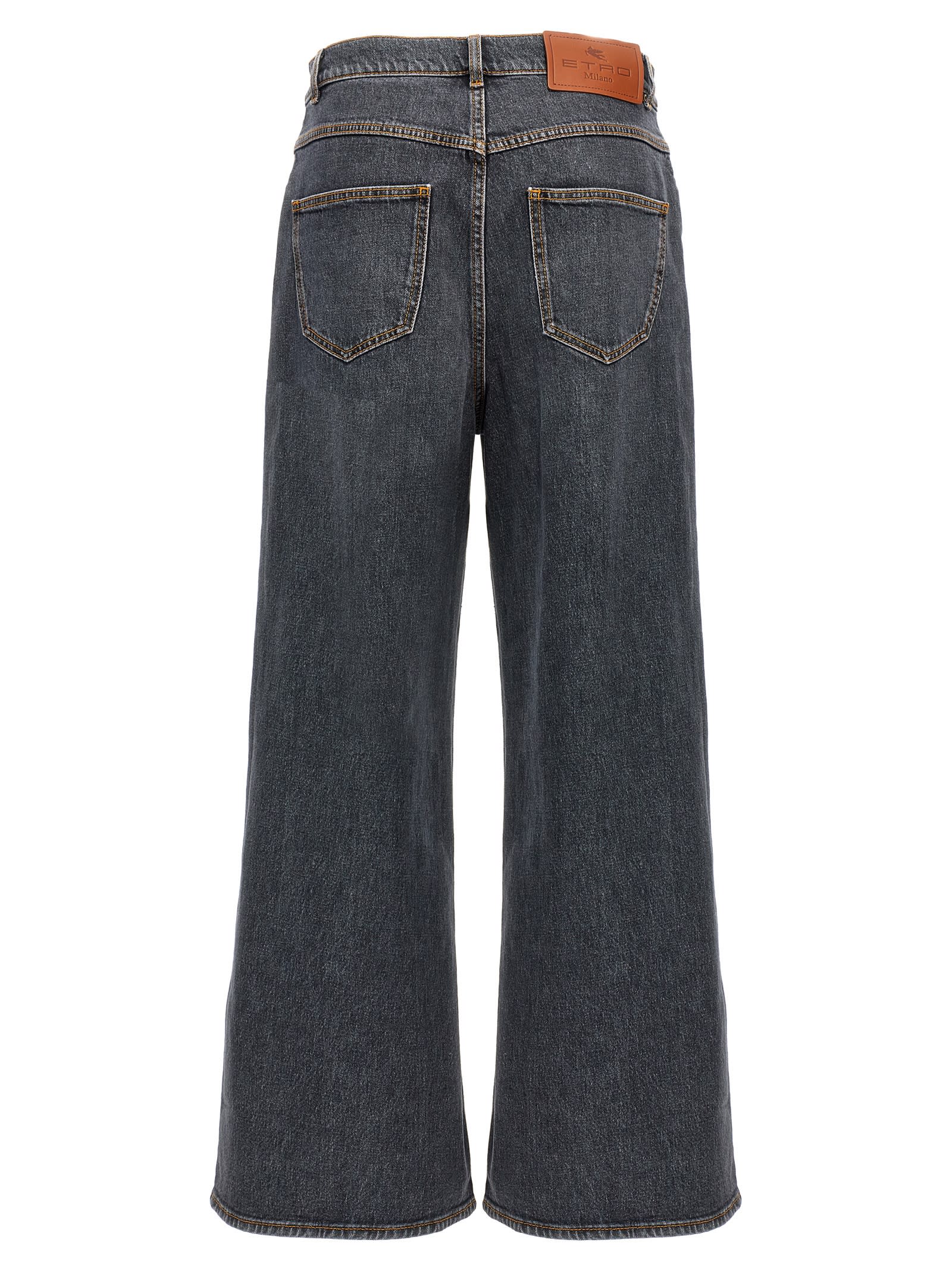 Shop Etro Wide Leg Jeans In Gray