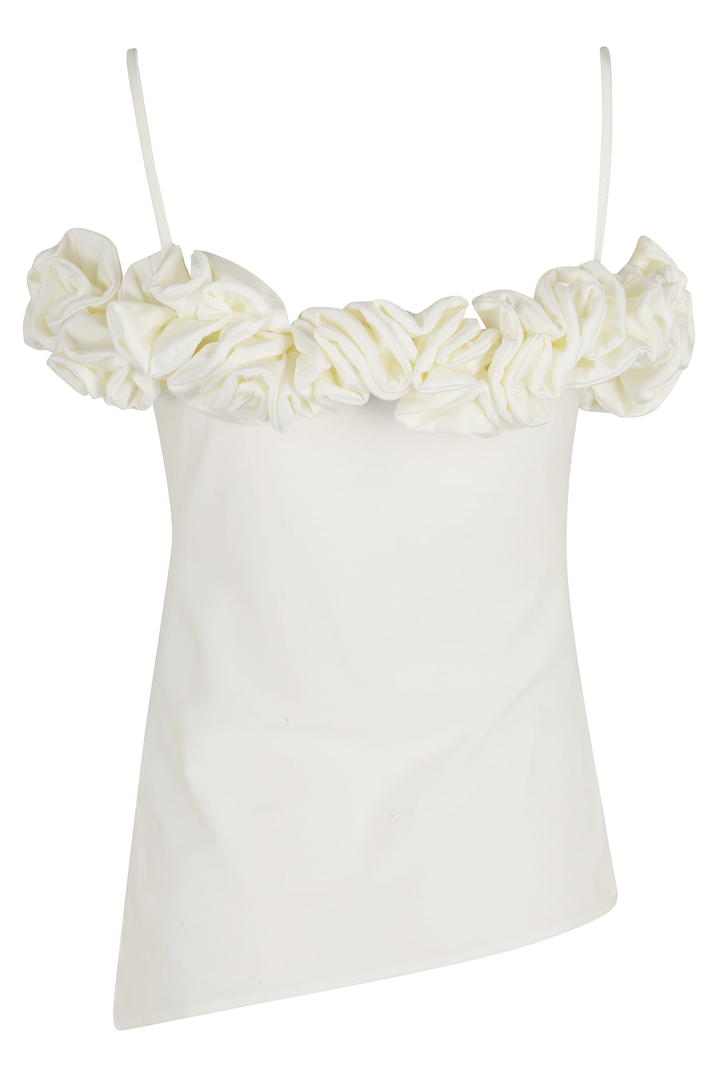 Coperni Sleeves Off-the-shoulder Ruffled Top In White Avorio Wht