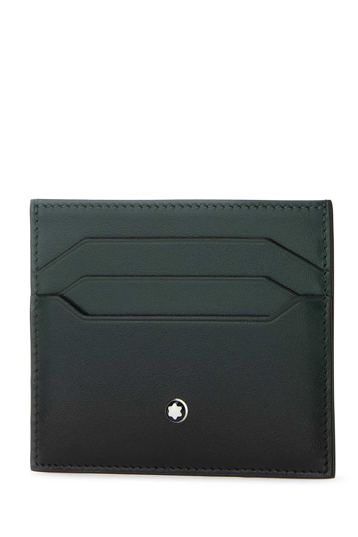 Shop Montblanc Two-tone Leather Card Holder In Britishgreen