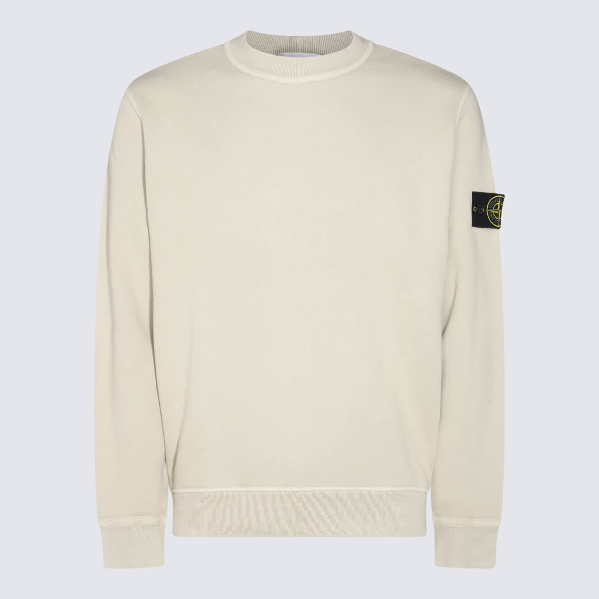 Shop Stone Island White Cotton Sweatshirt In Plaster