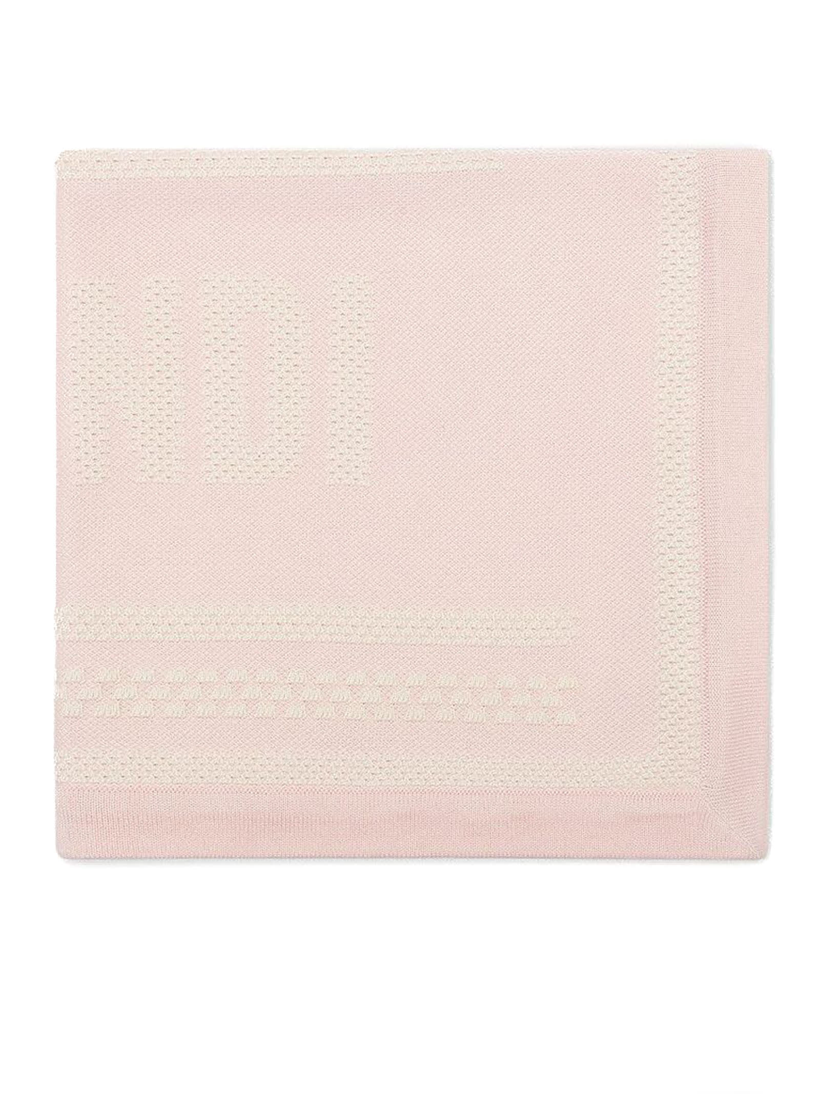 Fendi Pink Cotton And Cashmere Baby Blanket