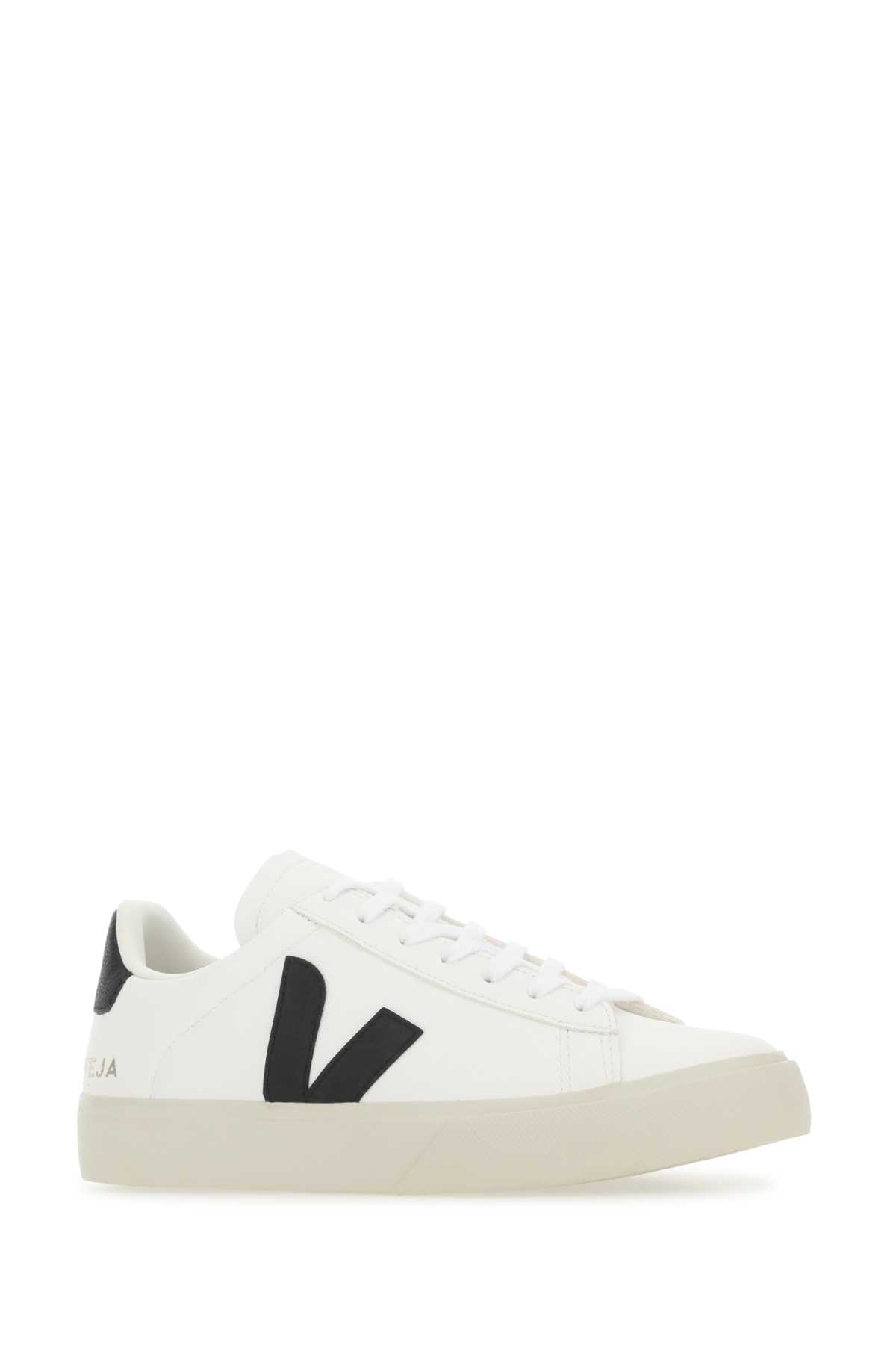 Veja V90 Chromefree Leather Sneakers In Whiteblack