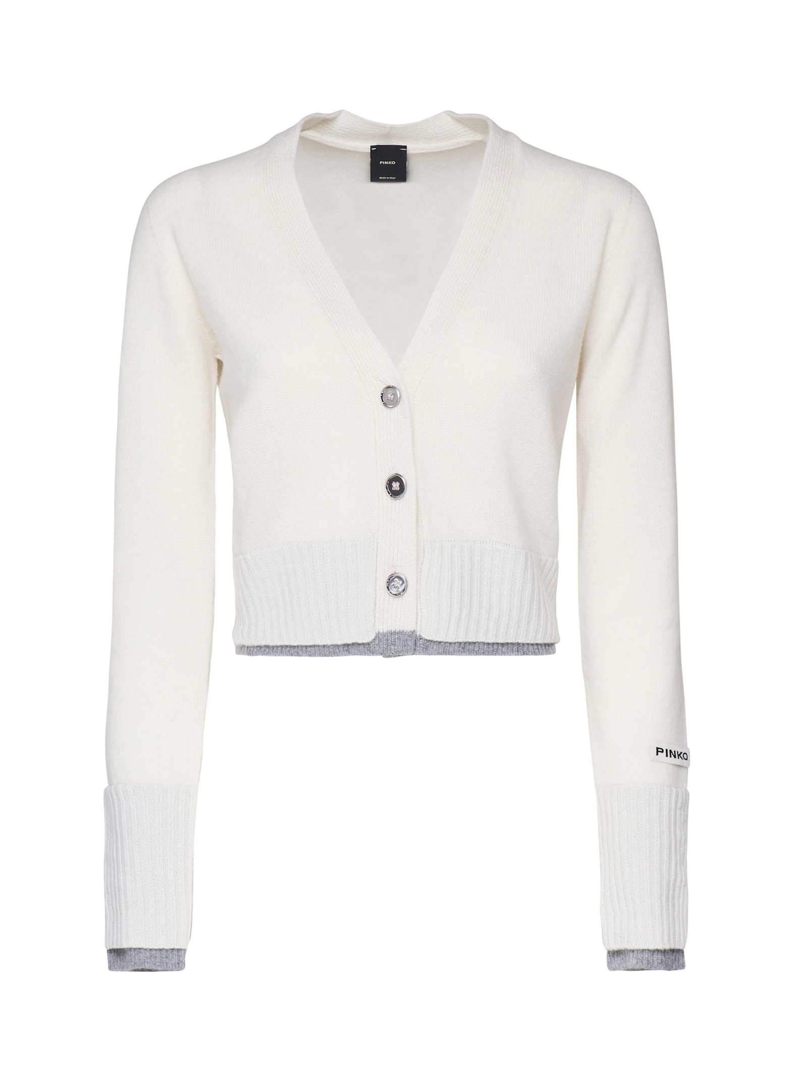 Shop Pinko Chausie Cardigan In Ivory, Grey