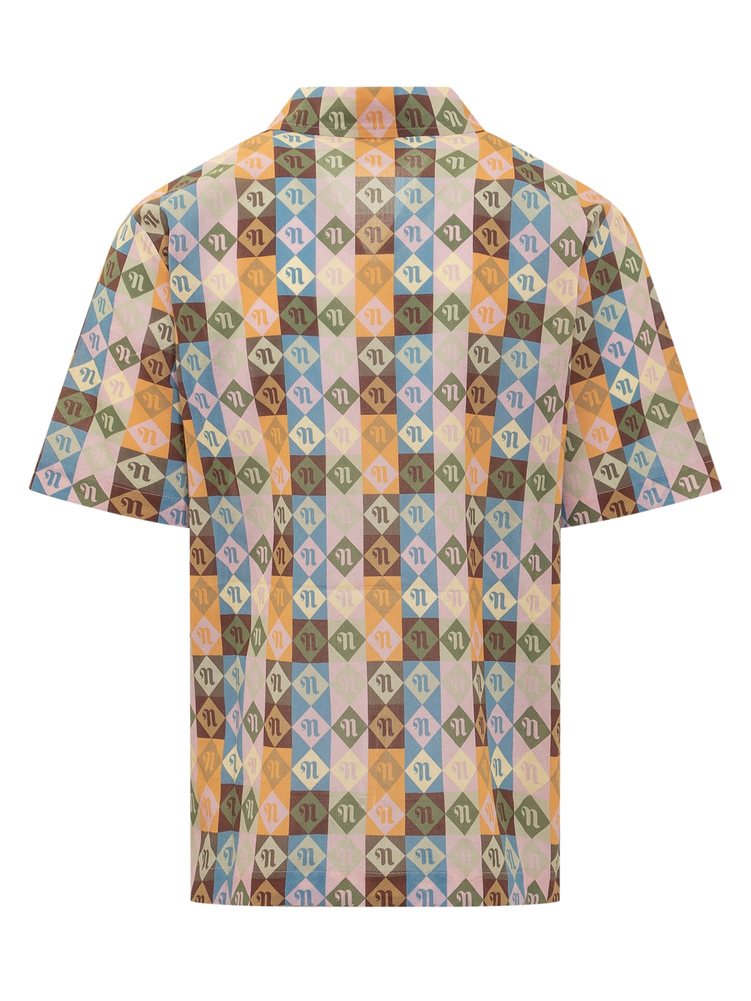 Shop Nanushka Bodil Camp Shirt In Diamond Check