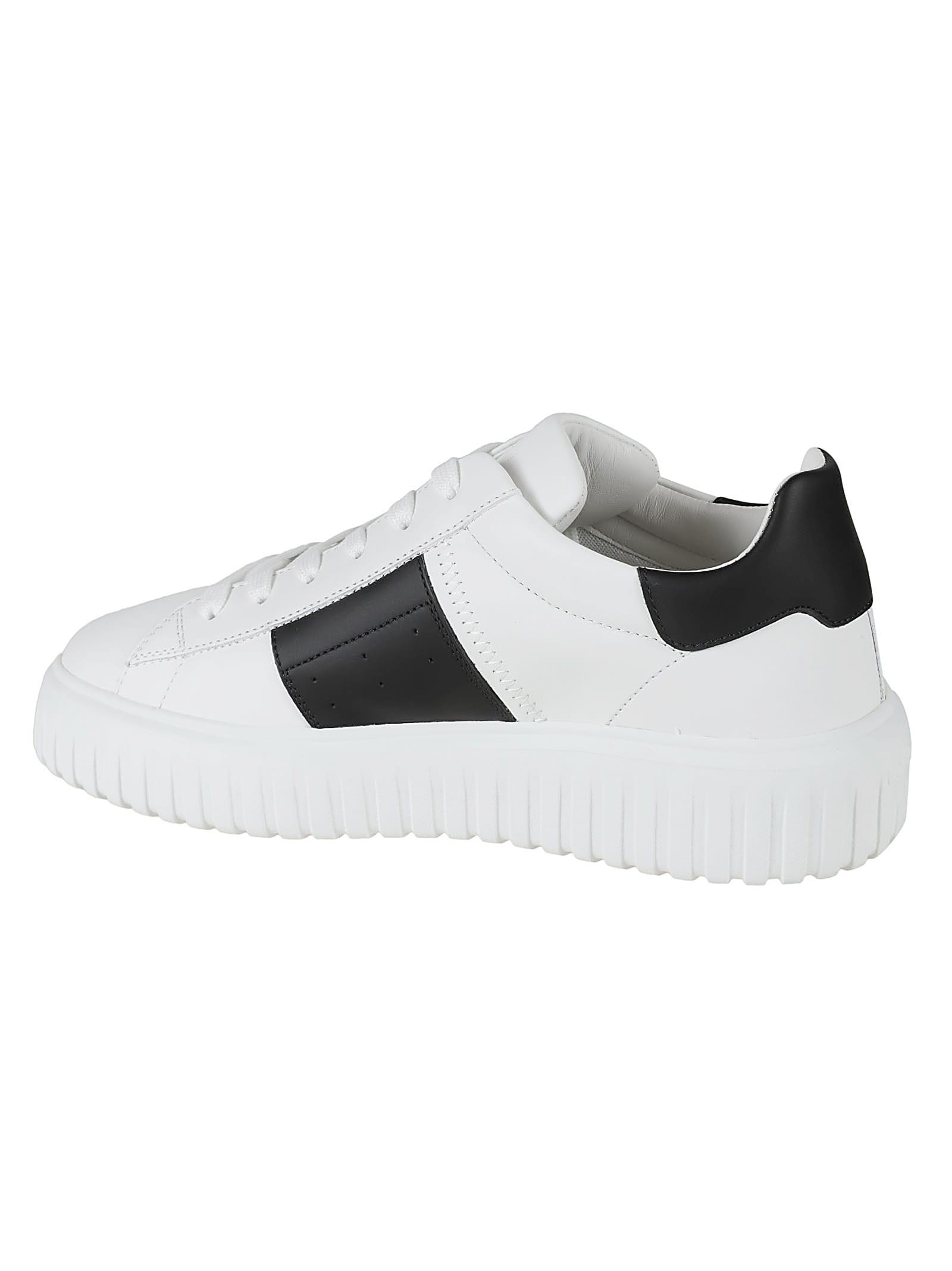 Shop Hogan H-stripes Sneakers In White/black