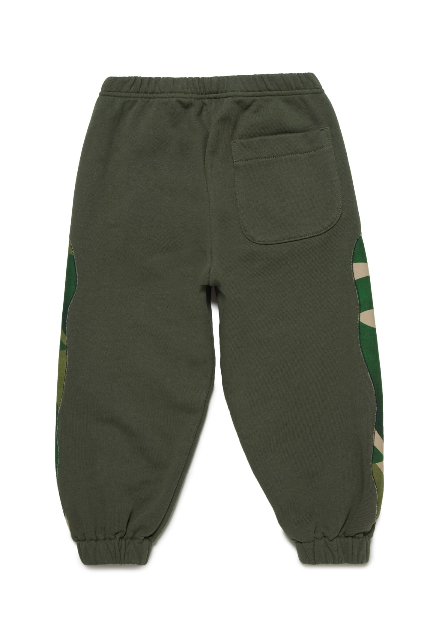 Myar Kids' Plush Jogger Trousers With Rainforest Patterned Fabric Applications In Green
