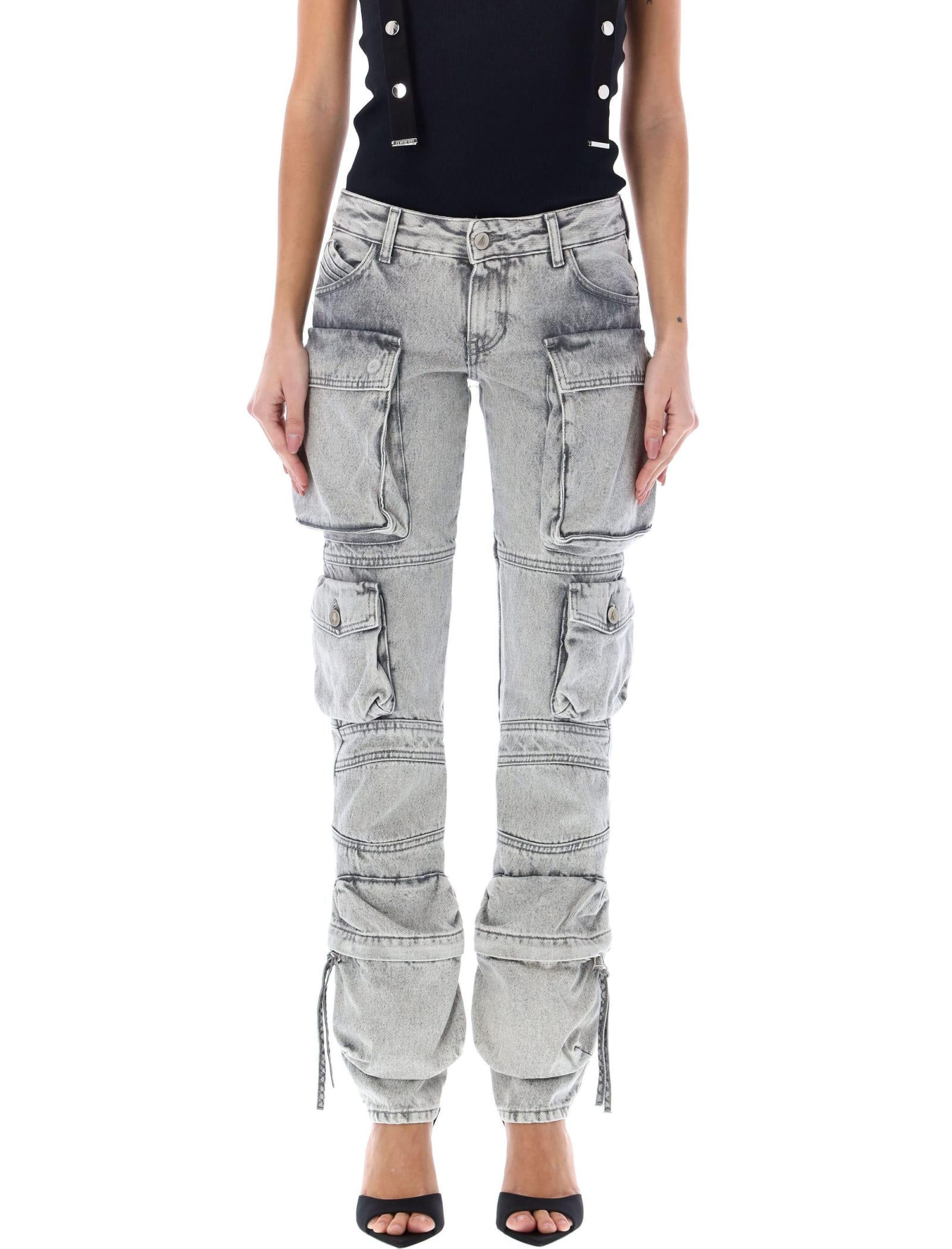 Attico Essie Cargo Jeans In Light Grey
