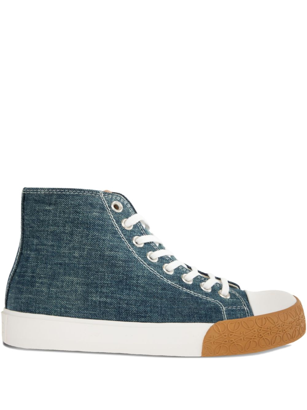 Loewe Bloc Denim Sneakers In Blue