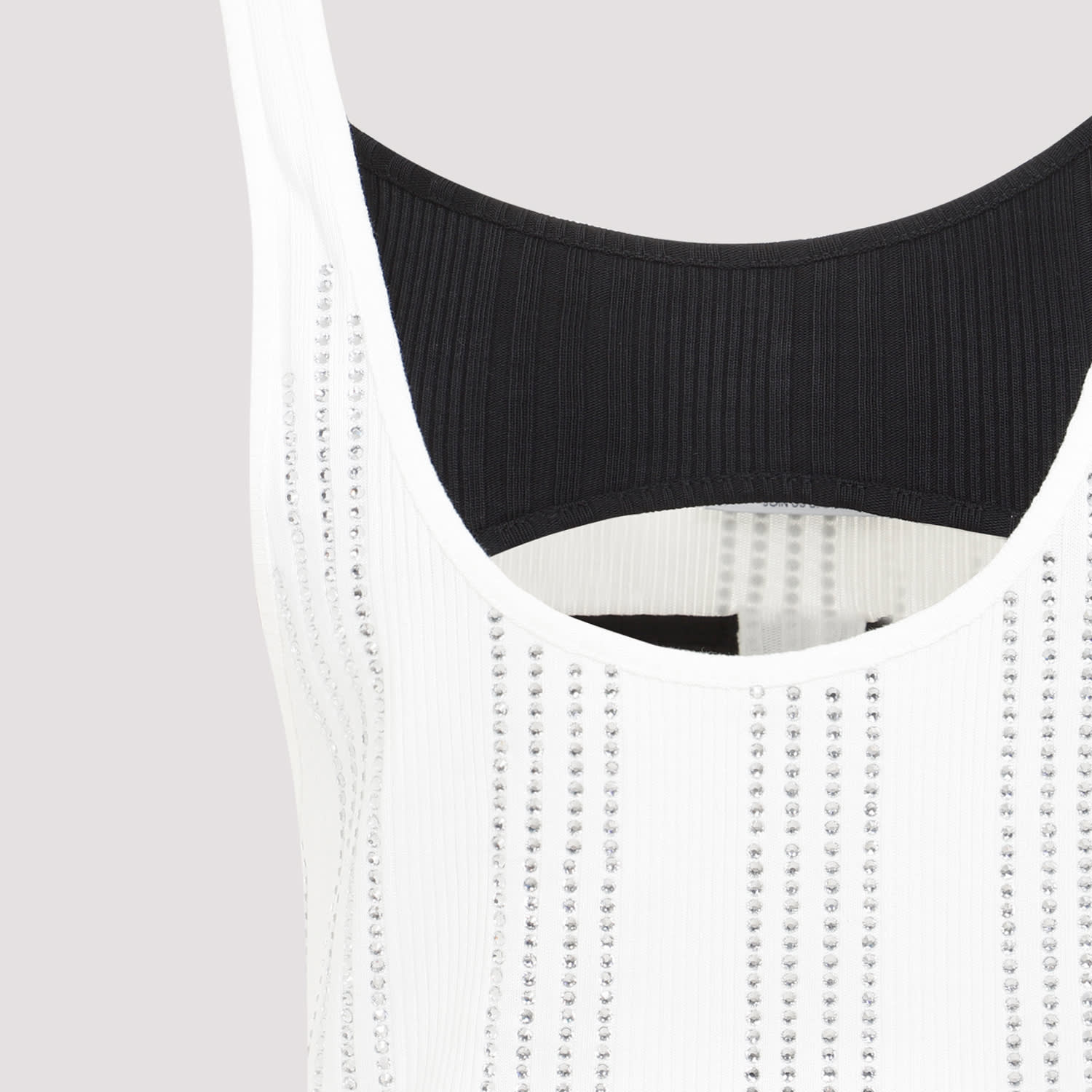 Attico Flat Ribbed Jersey Tank Top In White