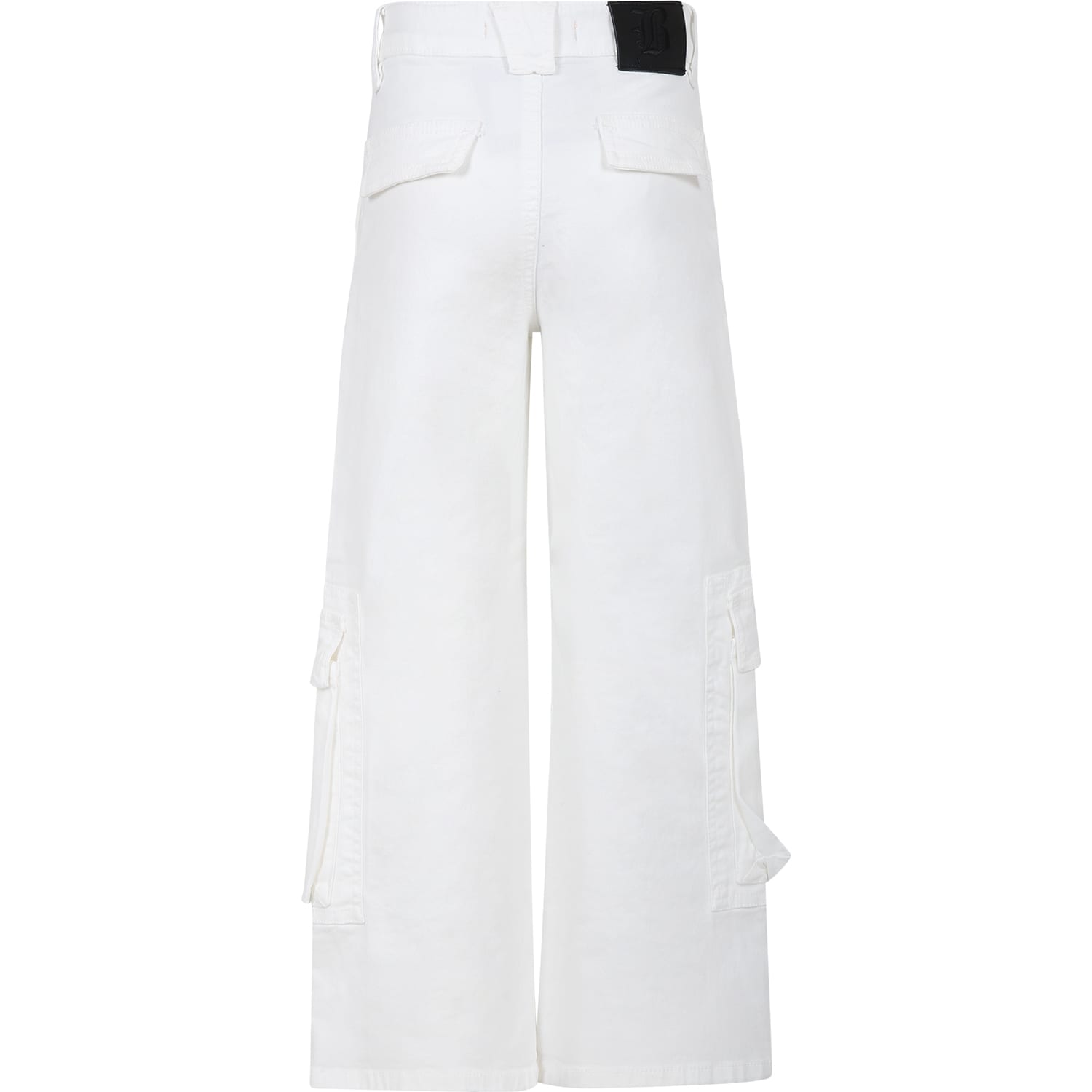 Shop Blumarine Ivory Trousers For Girl With Logo
