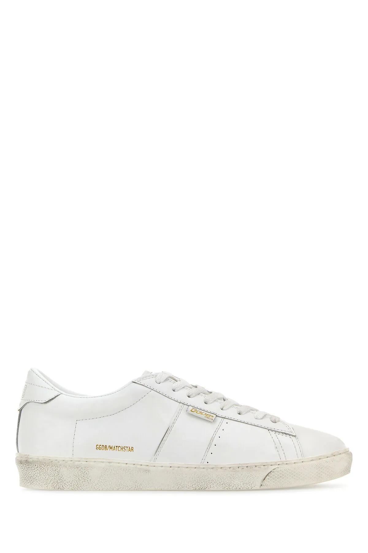 Shop Golden Goose White Leather Matchstar Sneakers