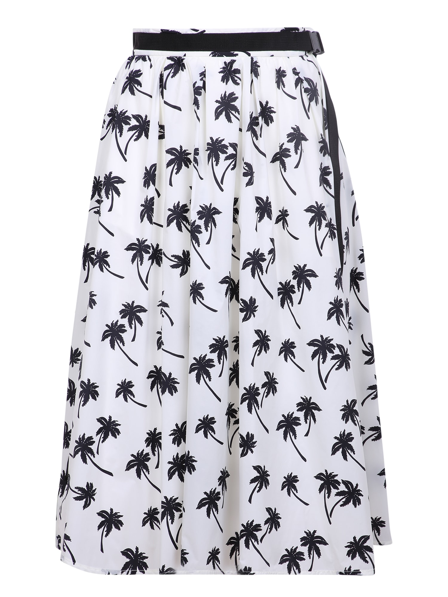 Shop Moncler Floral-print Midi Skirt In Beige