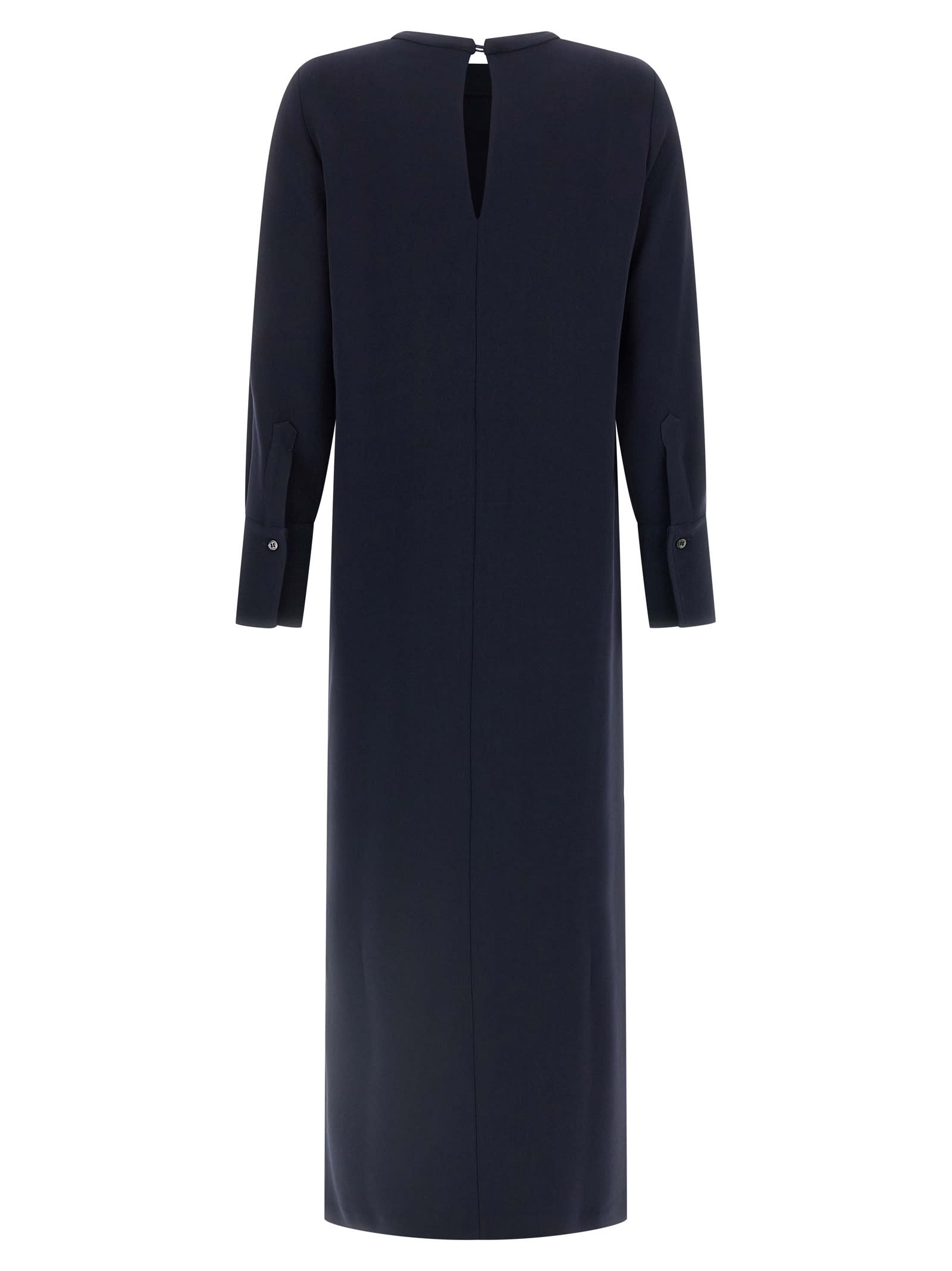 Alberto Biani Long Cady Tunic Dress With Teardrop Cut-out In Blue