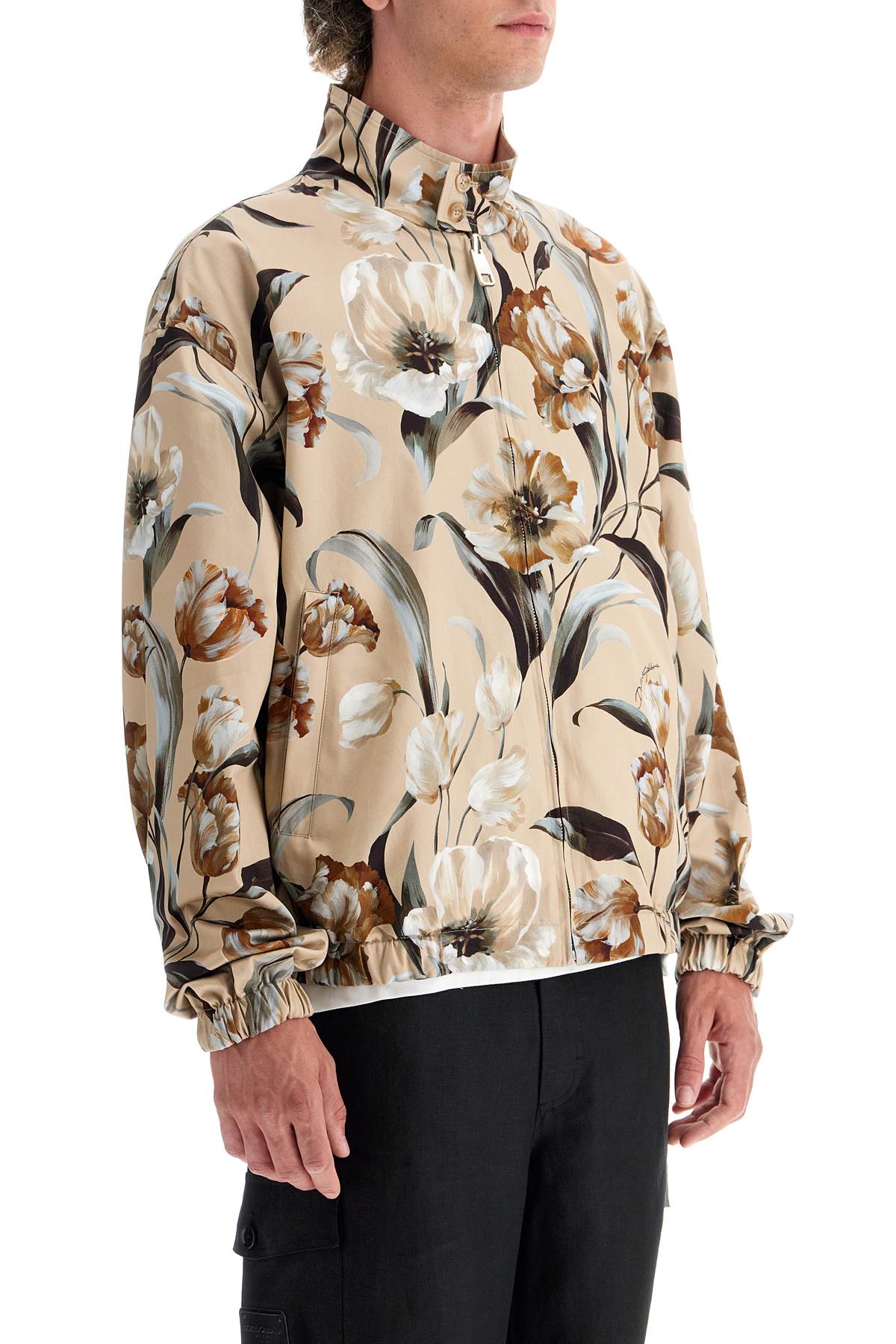 Shop Dolce & Gabbana Reversible Floral Print Jacket In Tulipani Fdo Beige (beige)