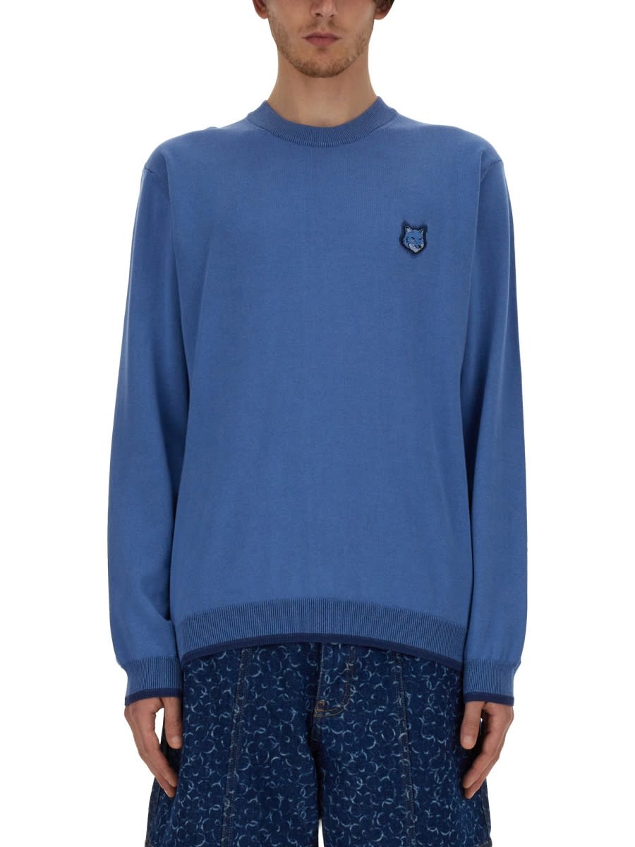 Shop Maison Kitsuné Fox Head Jersey In Azure