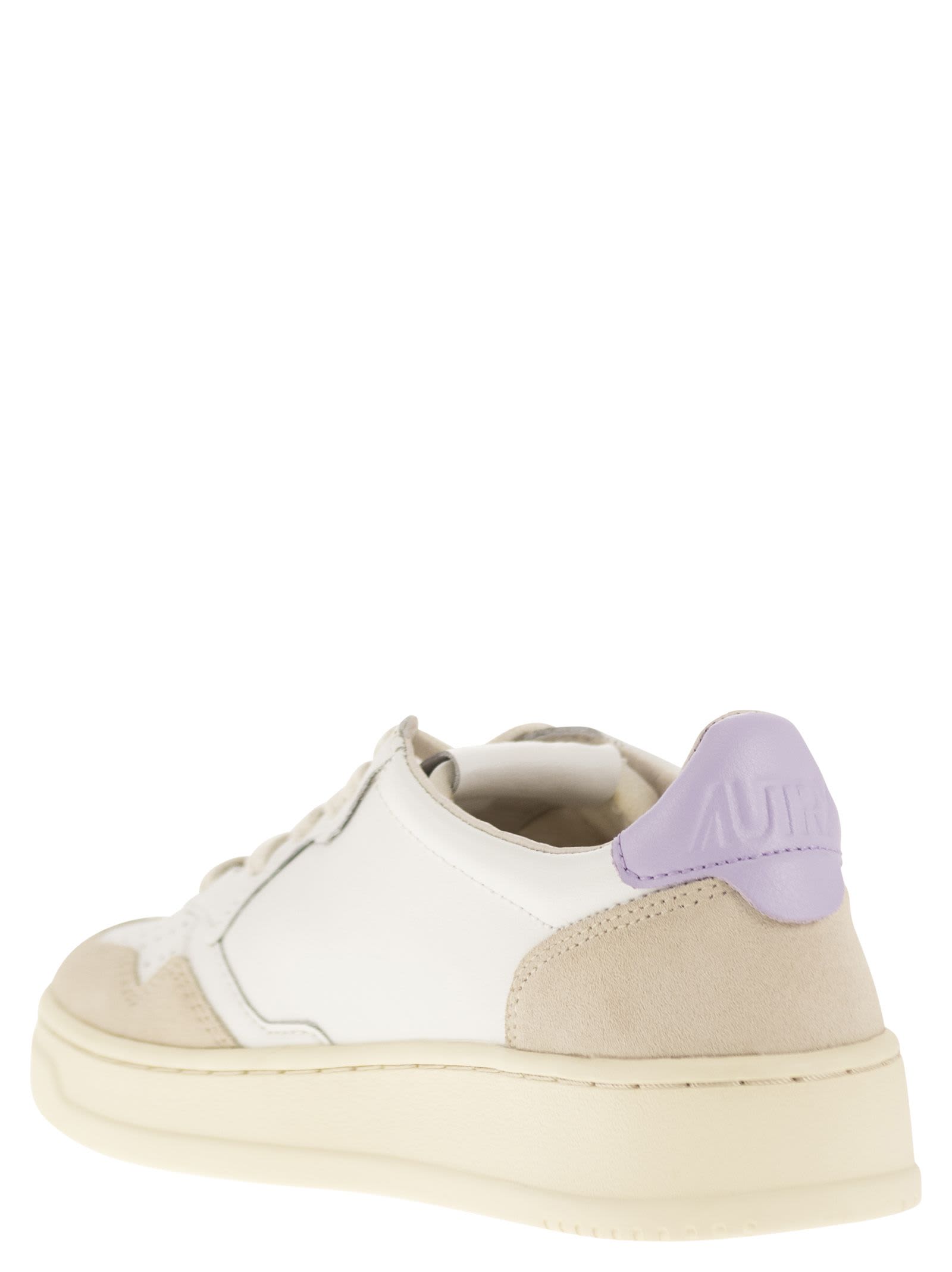 Shop Autry Medalist Low - Leather Sneakers In White Lilac