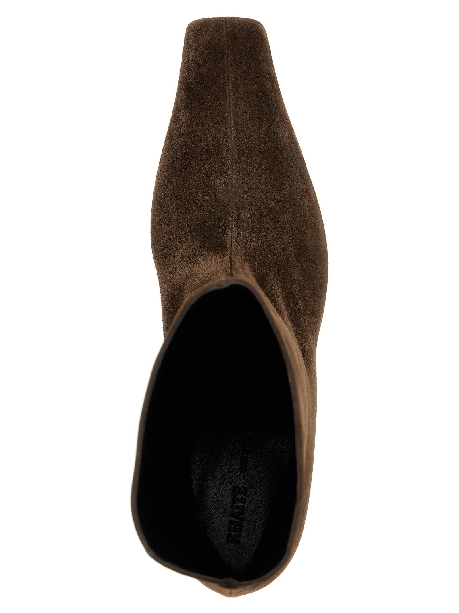 Khaite Brown Ona Ankle Boots In Black