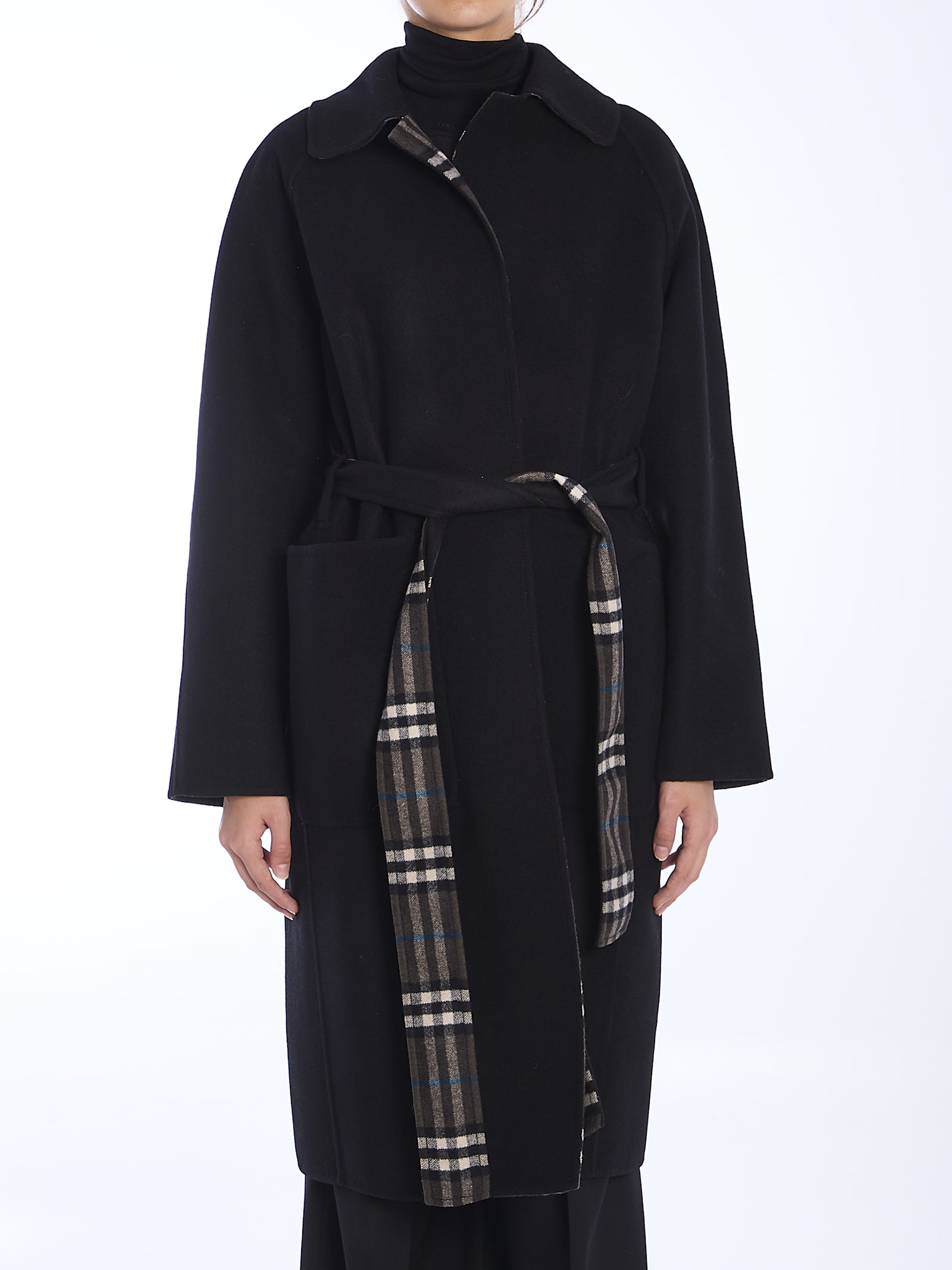 Shop Burberry Reversible Wool Coat In Black