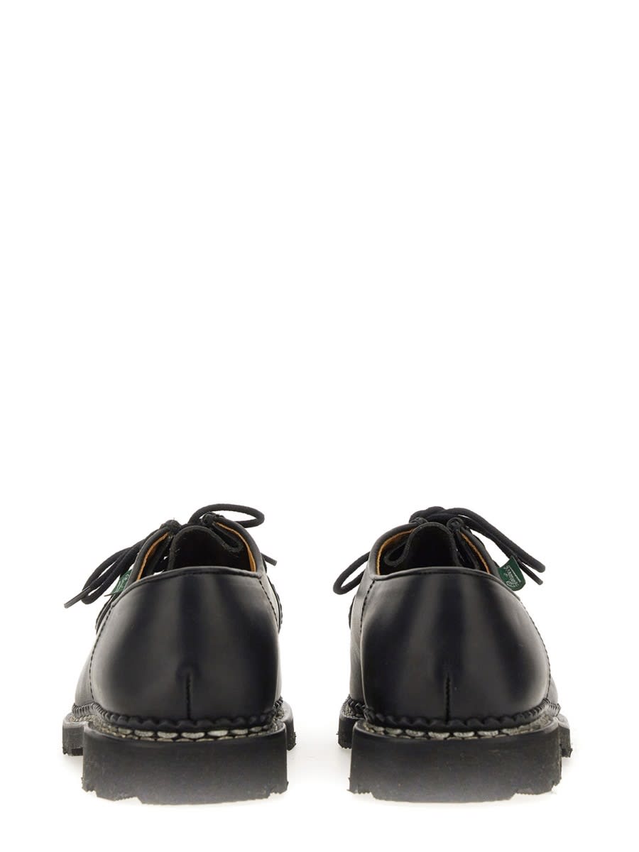 Paraboot Classic Black Calf Leather Loafers With Rugged Outsole In Black