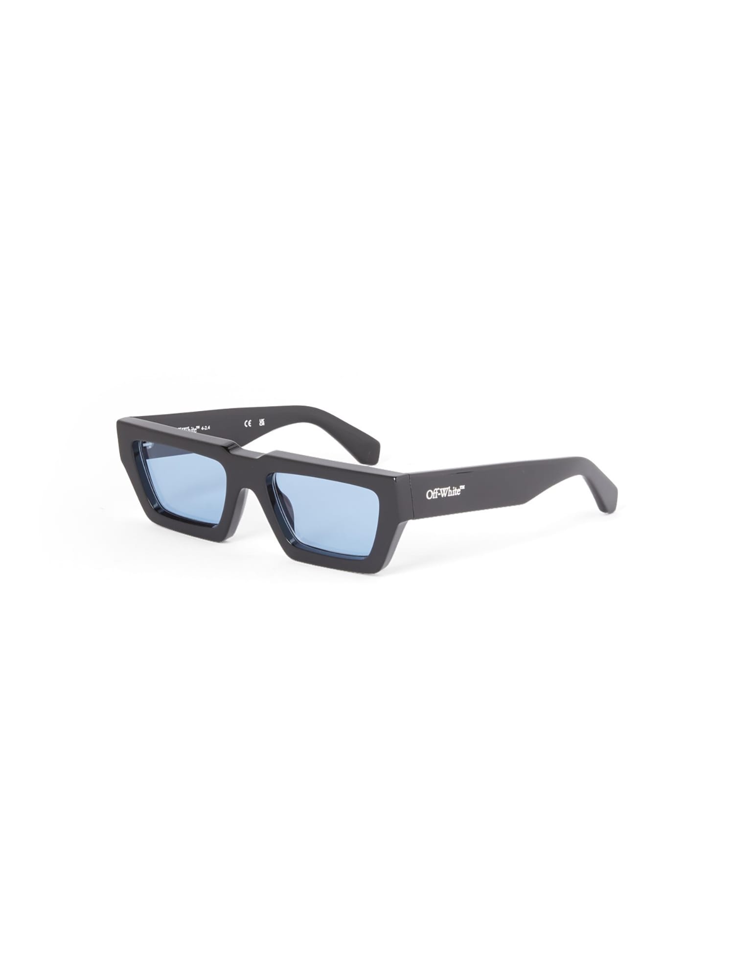 Shop Off-white Oeri129 Manchester Sunglasses Sunglasses In Black Light Blue