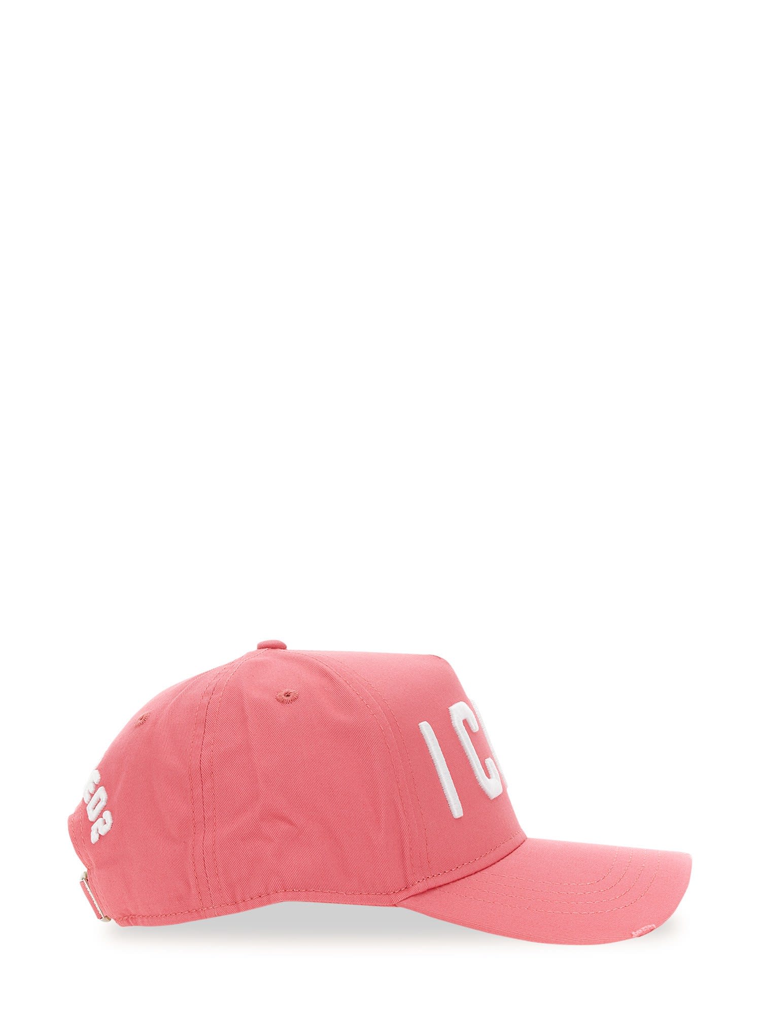Dsquared2 Pink Cotton Cap With Logo Print In Pink