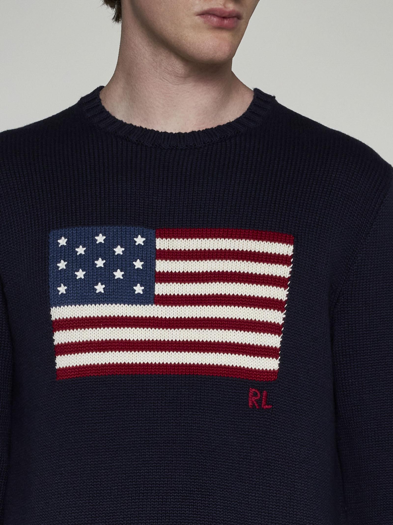 Shop Polo Ralph Lauren Flag Cotton Sweater In Blue