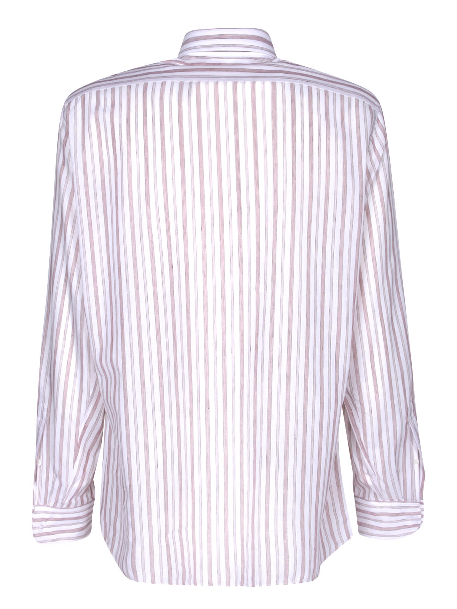 Shop Lardini Ted Striped Brown/white Shirt