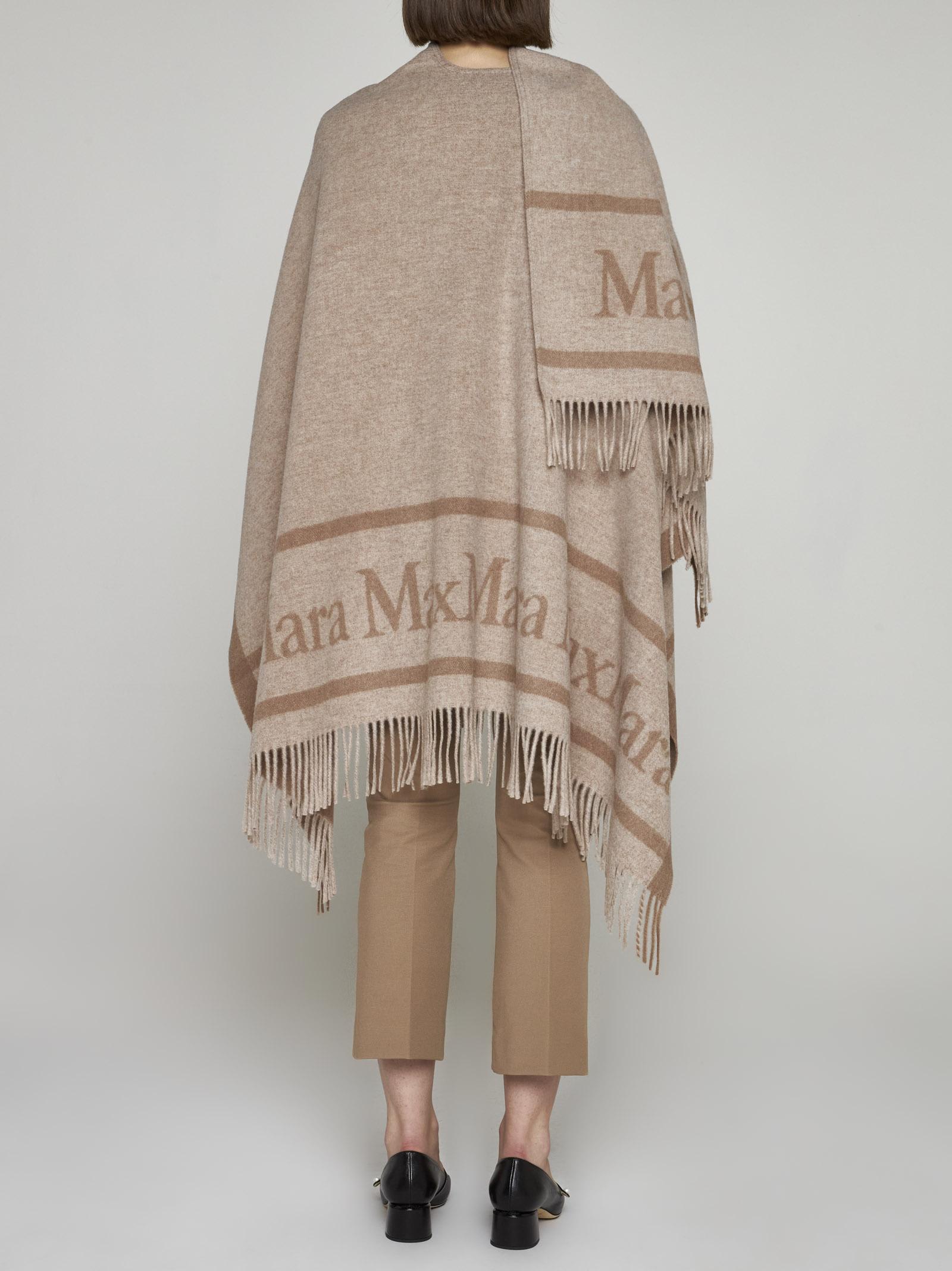 Shop Max Mara Hilde Wool Poncho In Grey