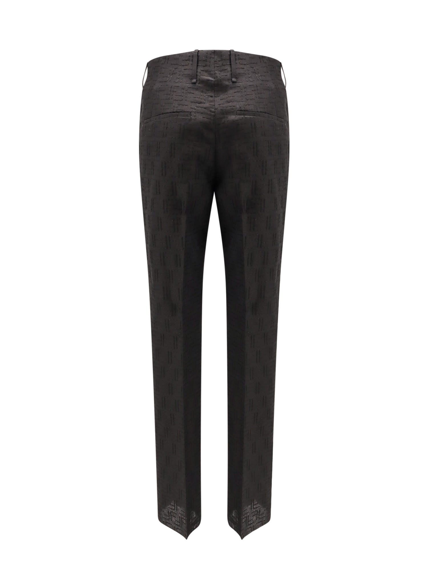 Fendi Ff Jacquard Straight-leg Pants In Black