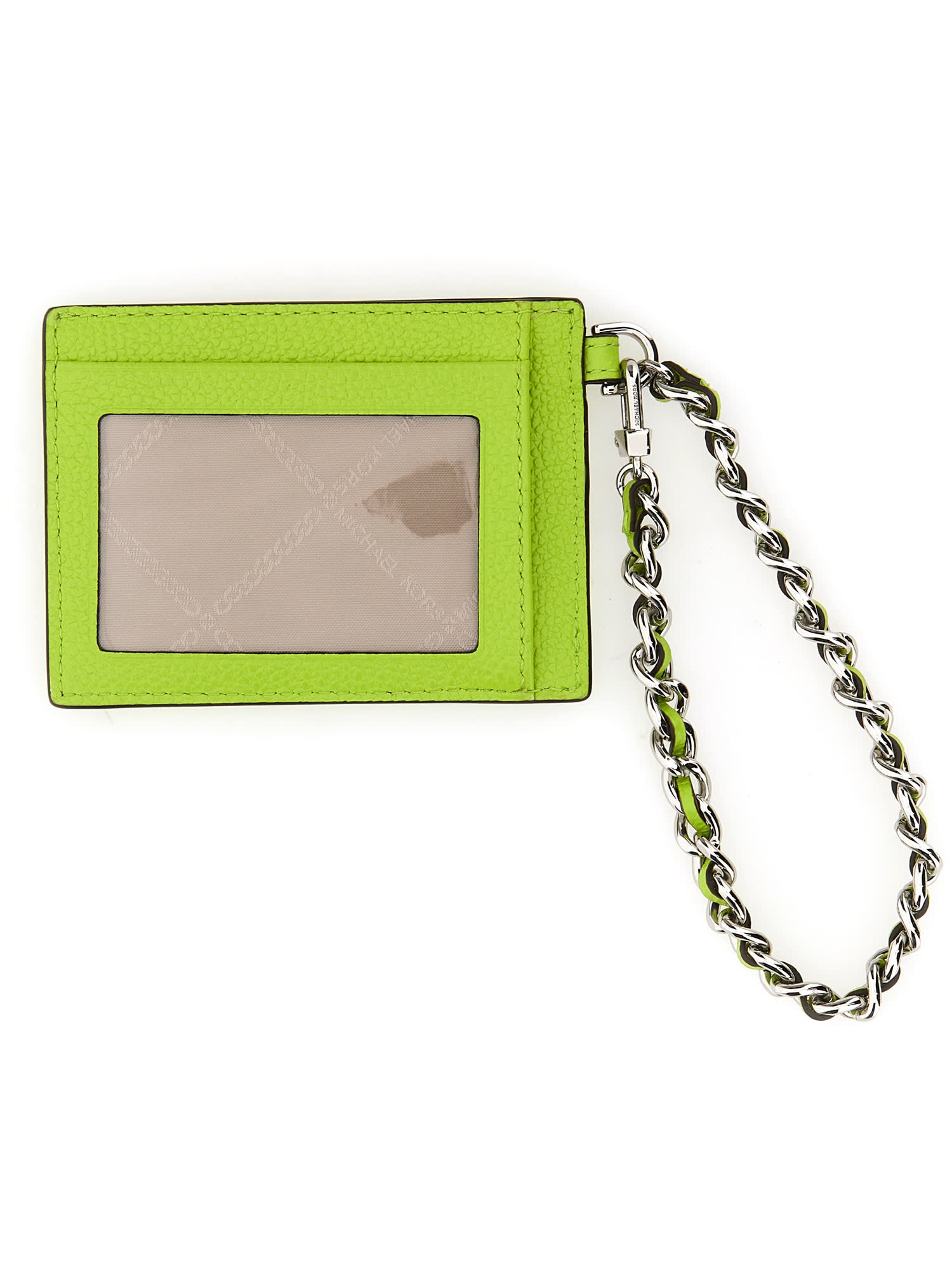 Michael Michael Kors Leather Card Holder In Verde