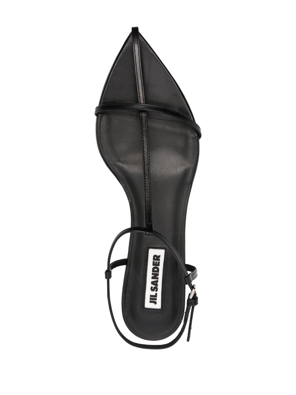 Jil Sander Leather Sandals Flat Sole Pointed Toe In Black