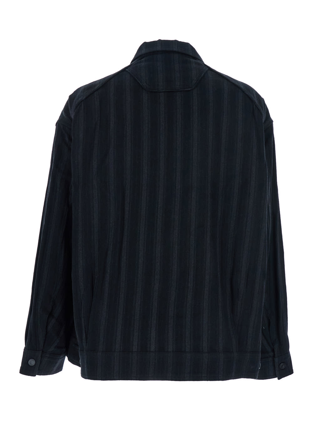Juunj Wool Cotton Stripe Blouson Shirts In Black