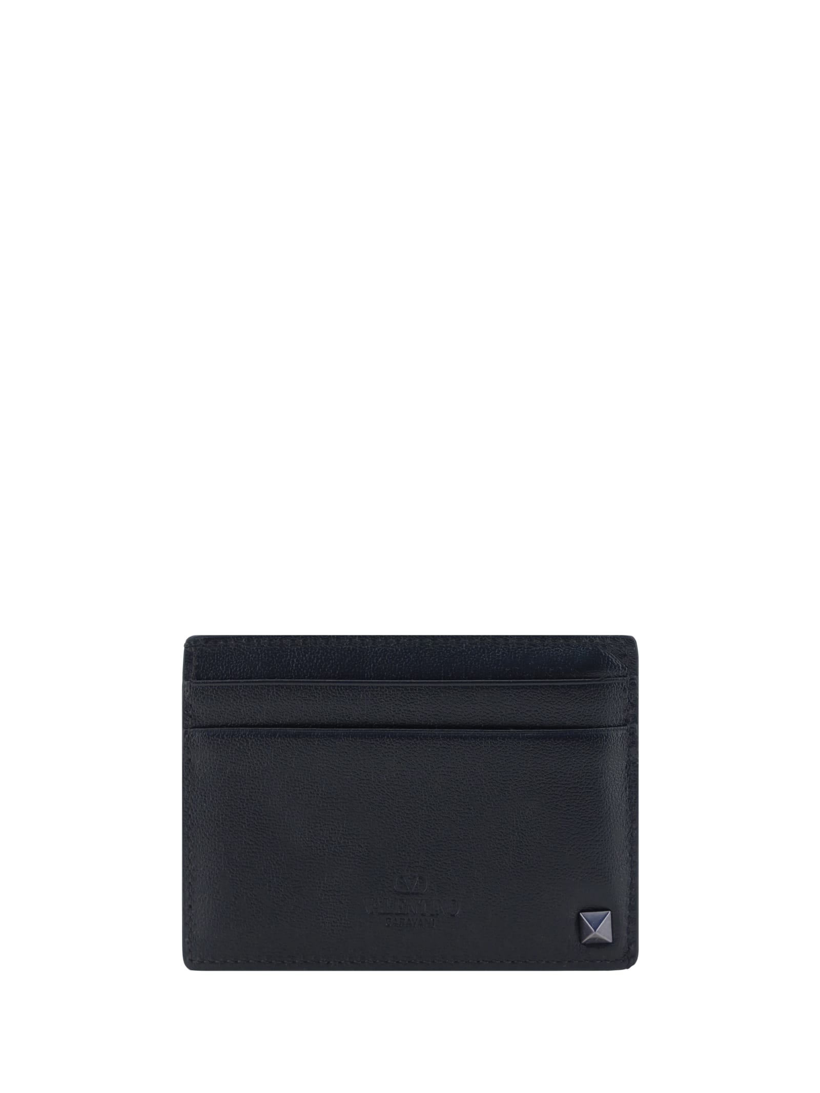 Shop Valentino Rockstud Card Holder In Nero