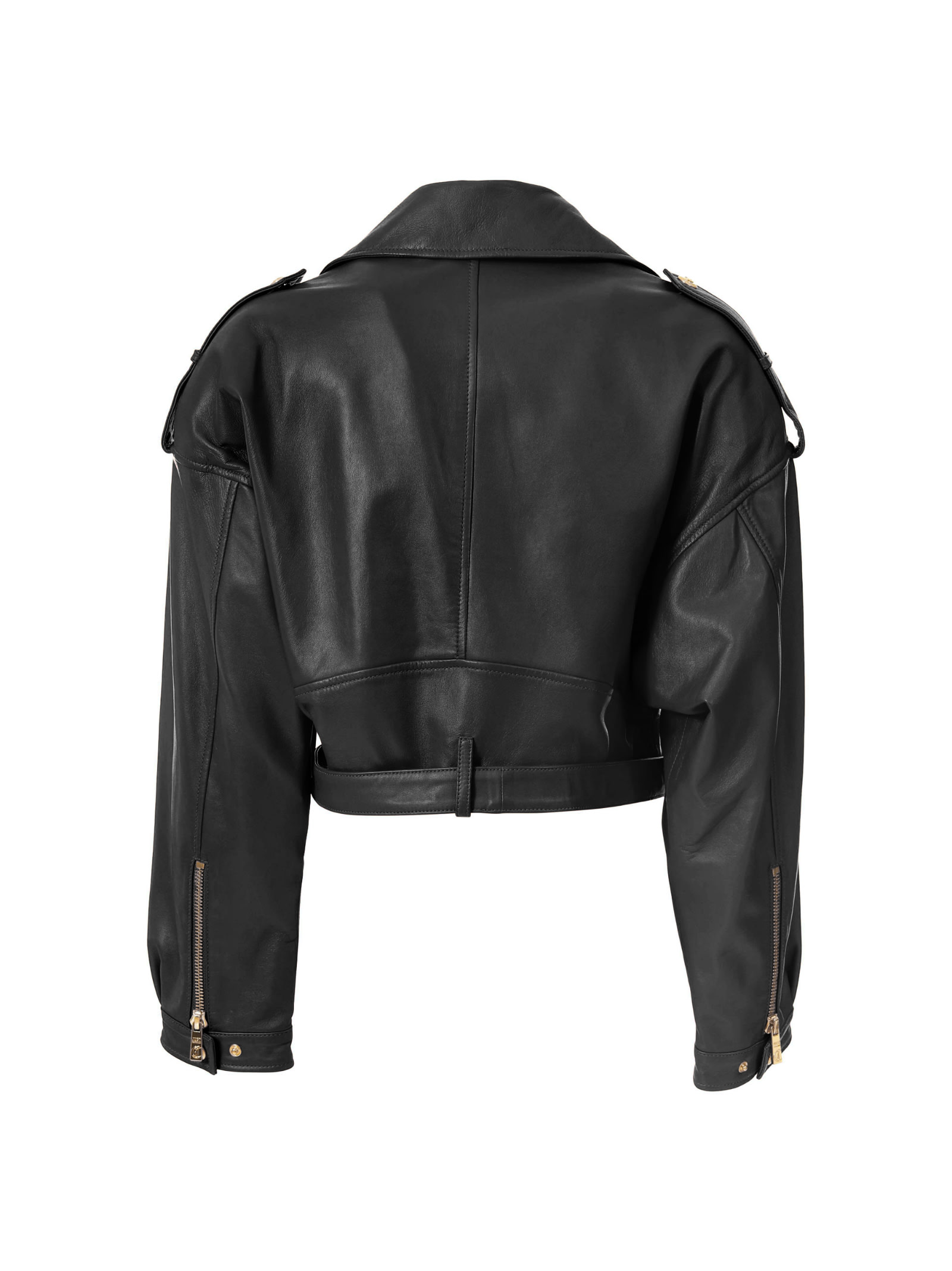 Shop Just Cavalli Leather Jacket In Black